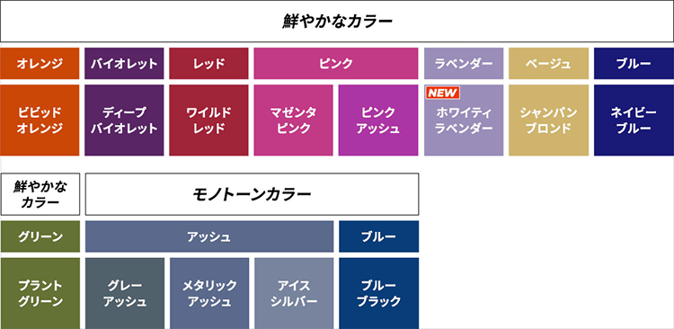 カラーバリエーションの図表