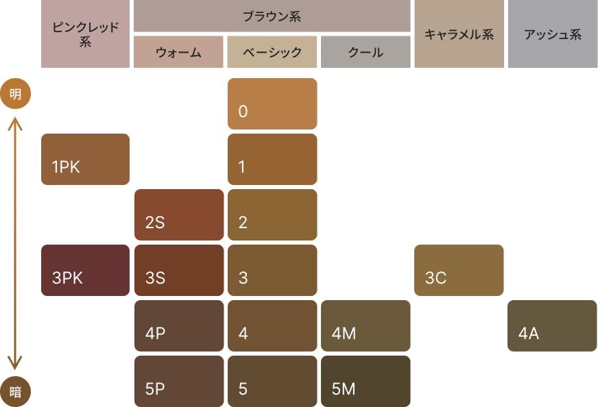 カラーバリエーションの図表