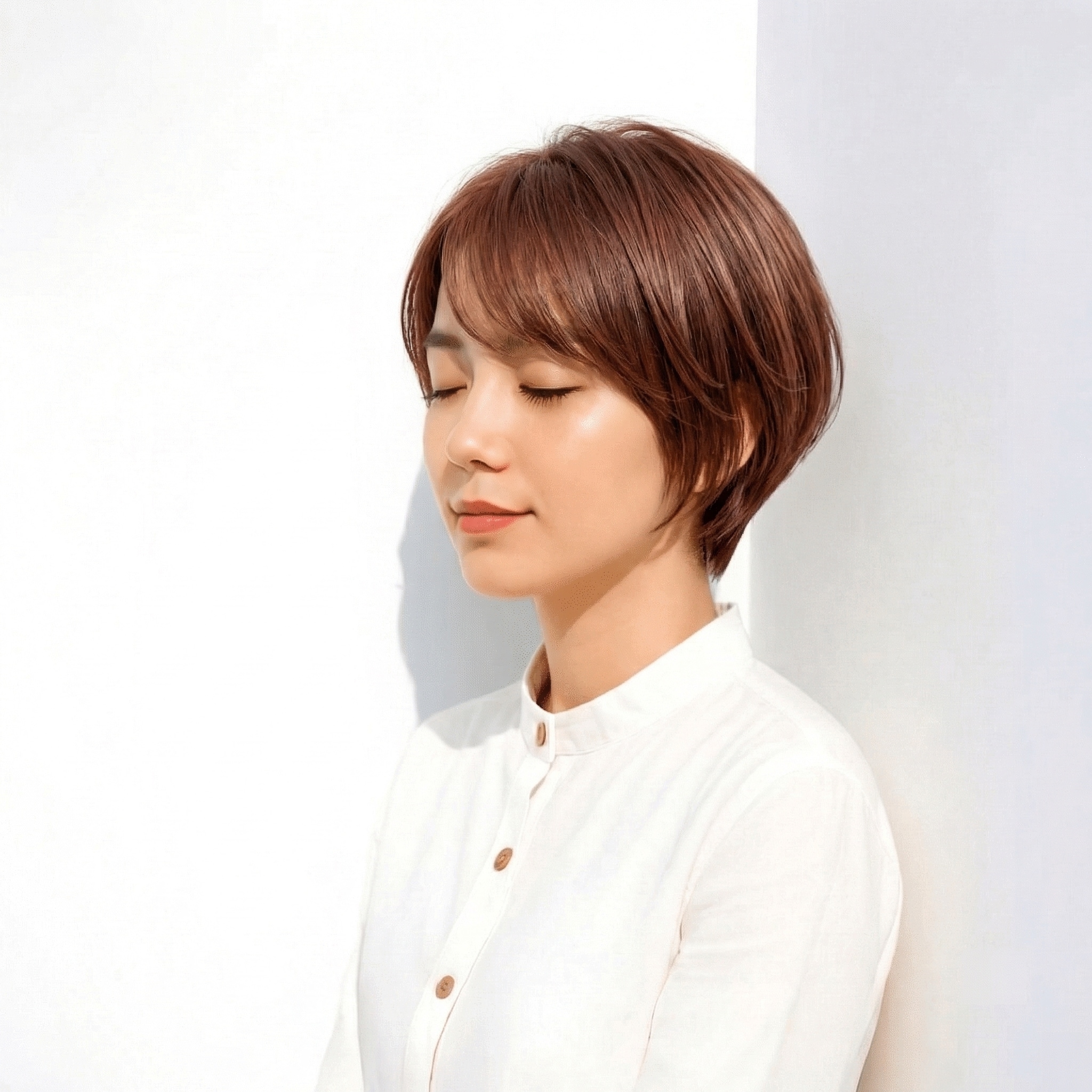 2. 上品にまとまる前髪ありのコンパクトショートボブ