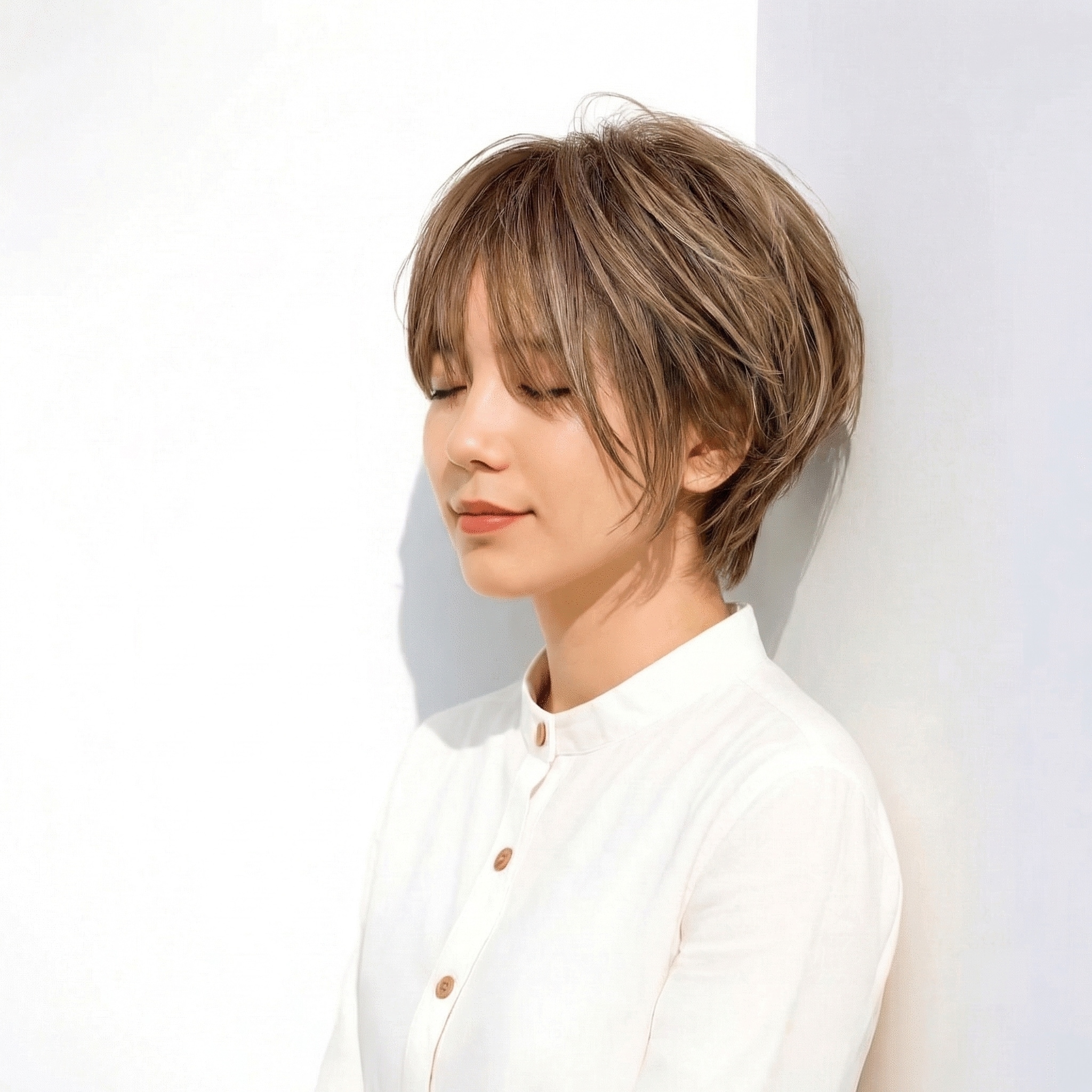 3. 立体感が映える前髪ありのハイライトショートボブ