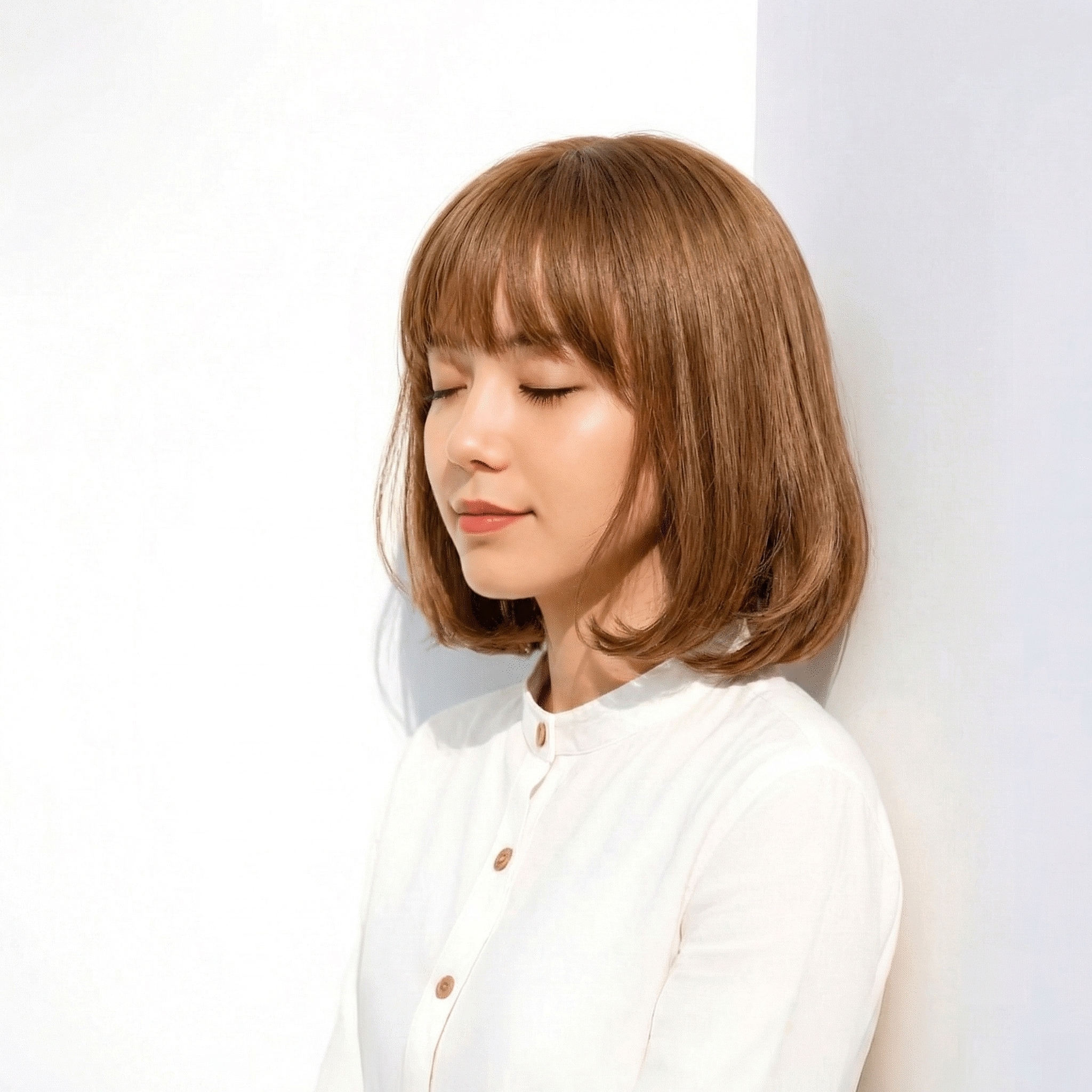 4. まとまりよく見せる前髪ありの王道ワンカールボブ