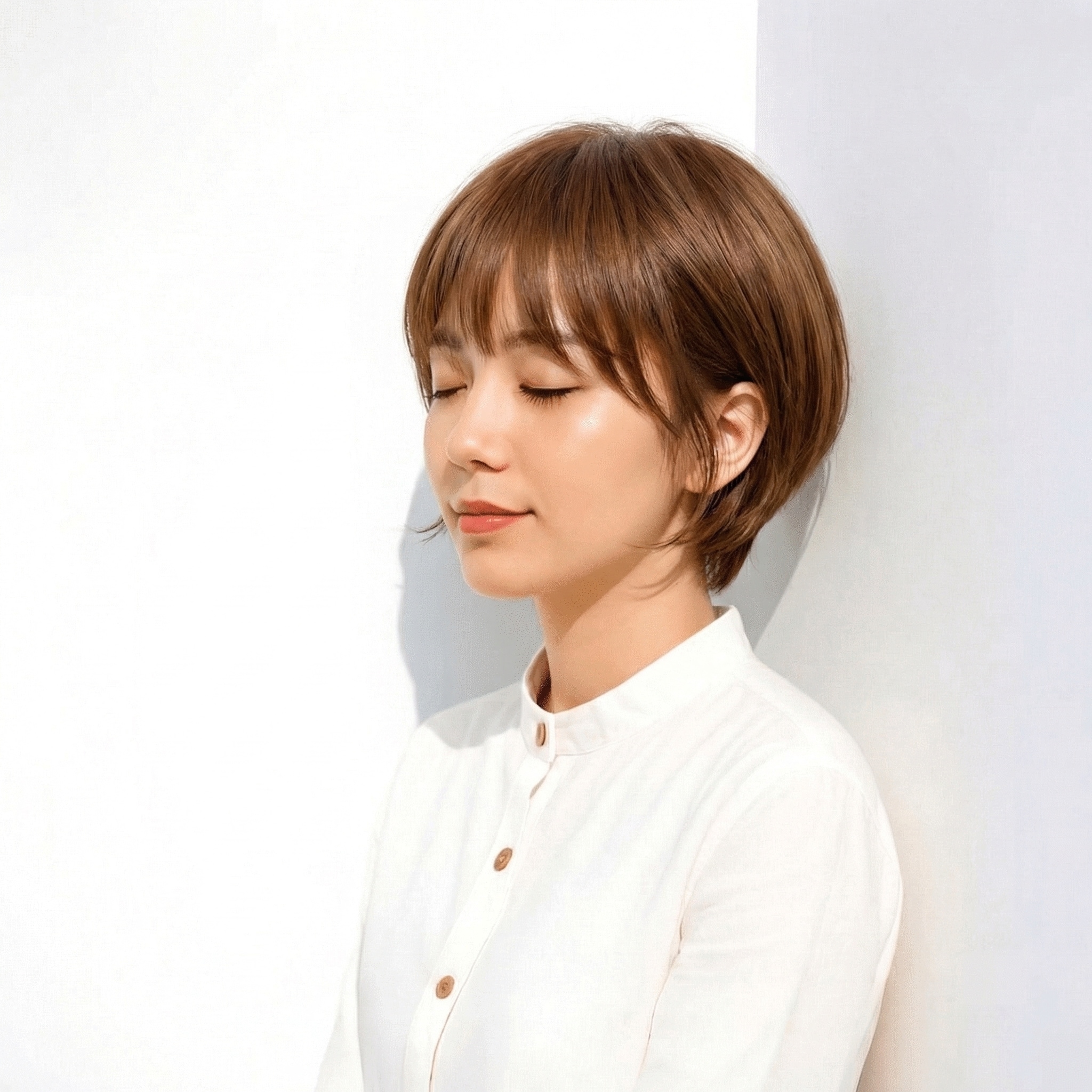 8. 上品な丸みが映える前髪ありのコンパクトショートボブ