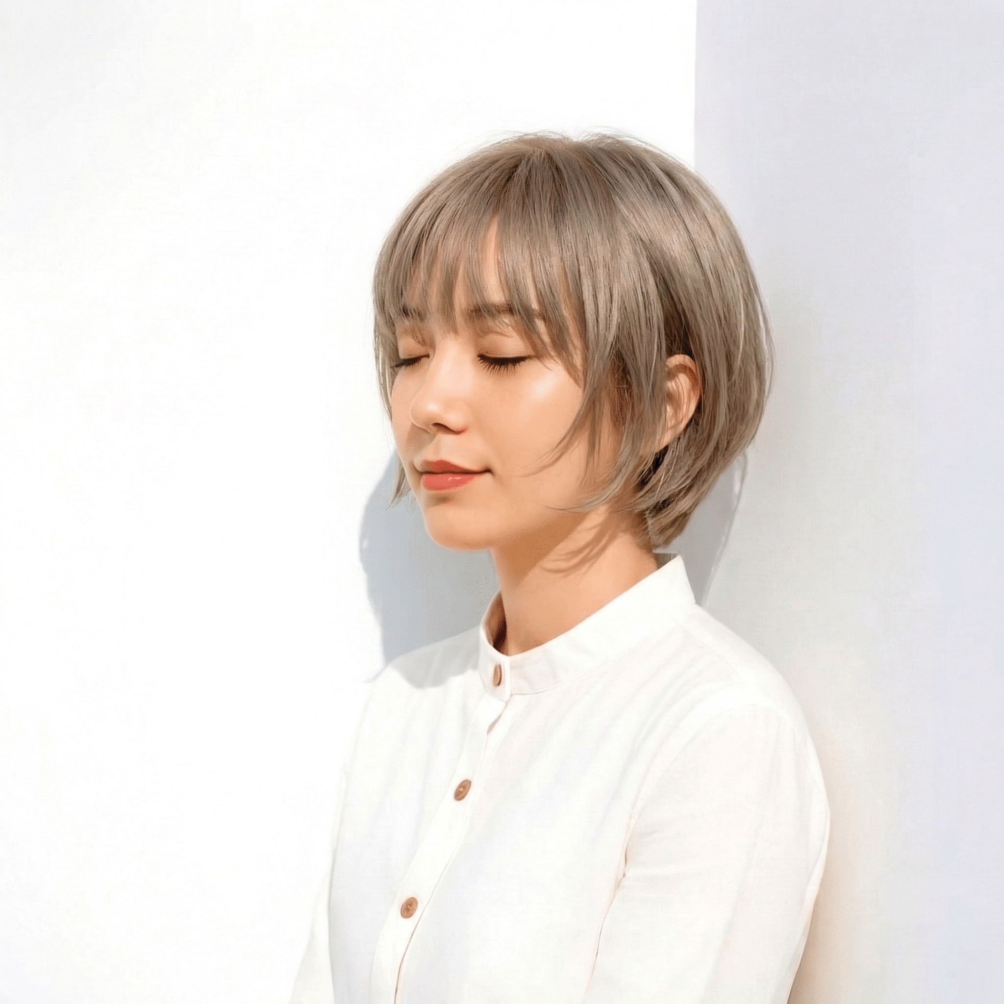 11. 上品な透明感をまとえる前髪ありのコンパクトショートボブ
