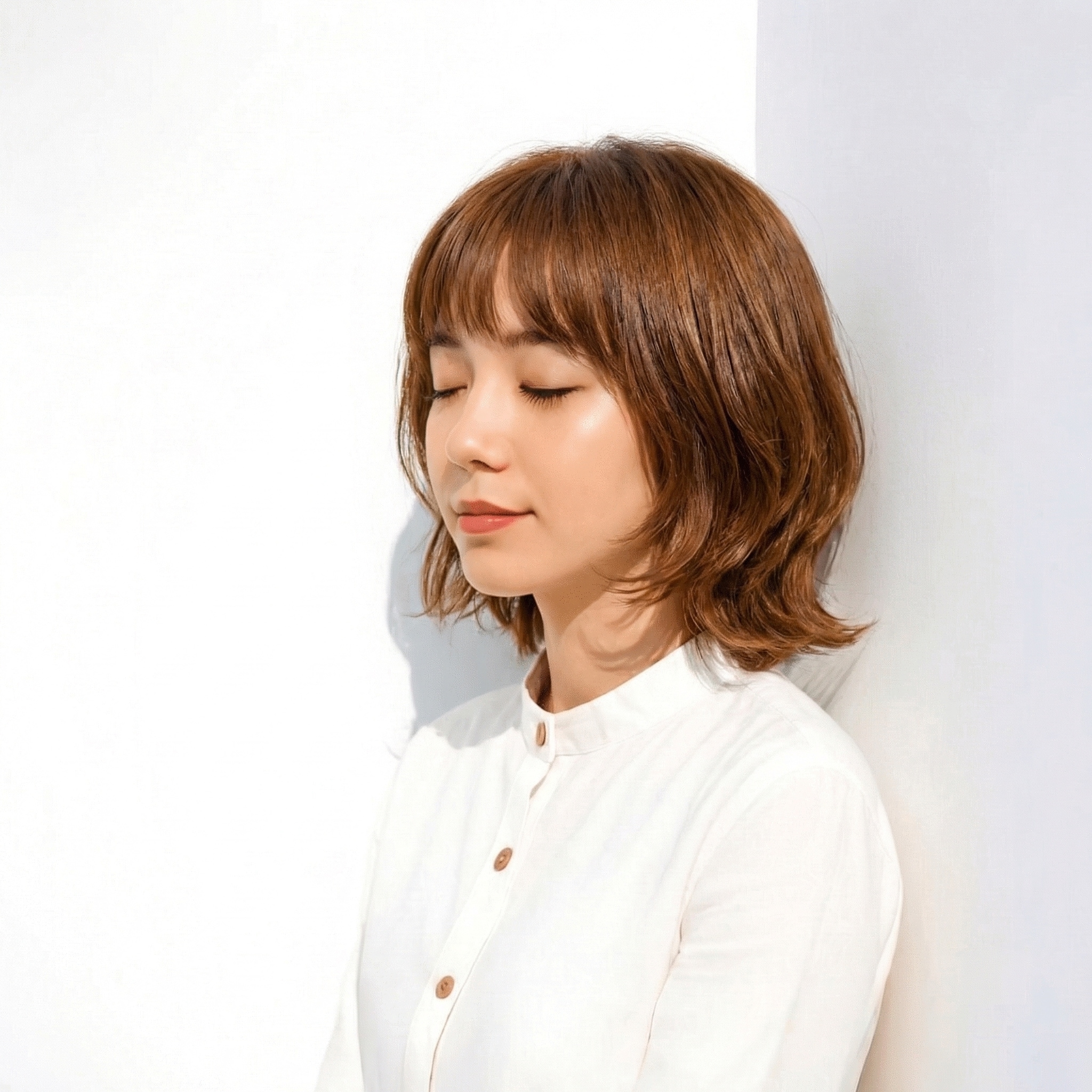 12. ほどよいくびれ感が今っぽい前髪ありの外ハネボブ