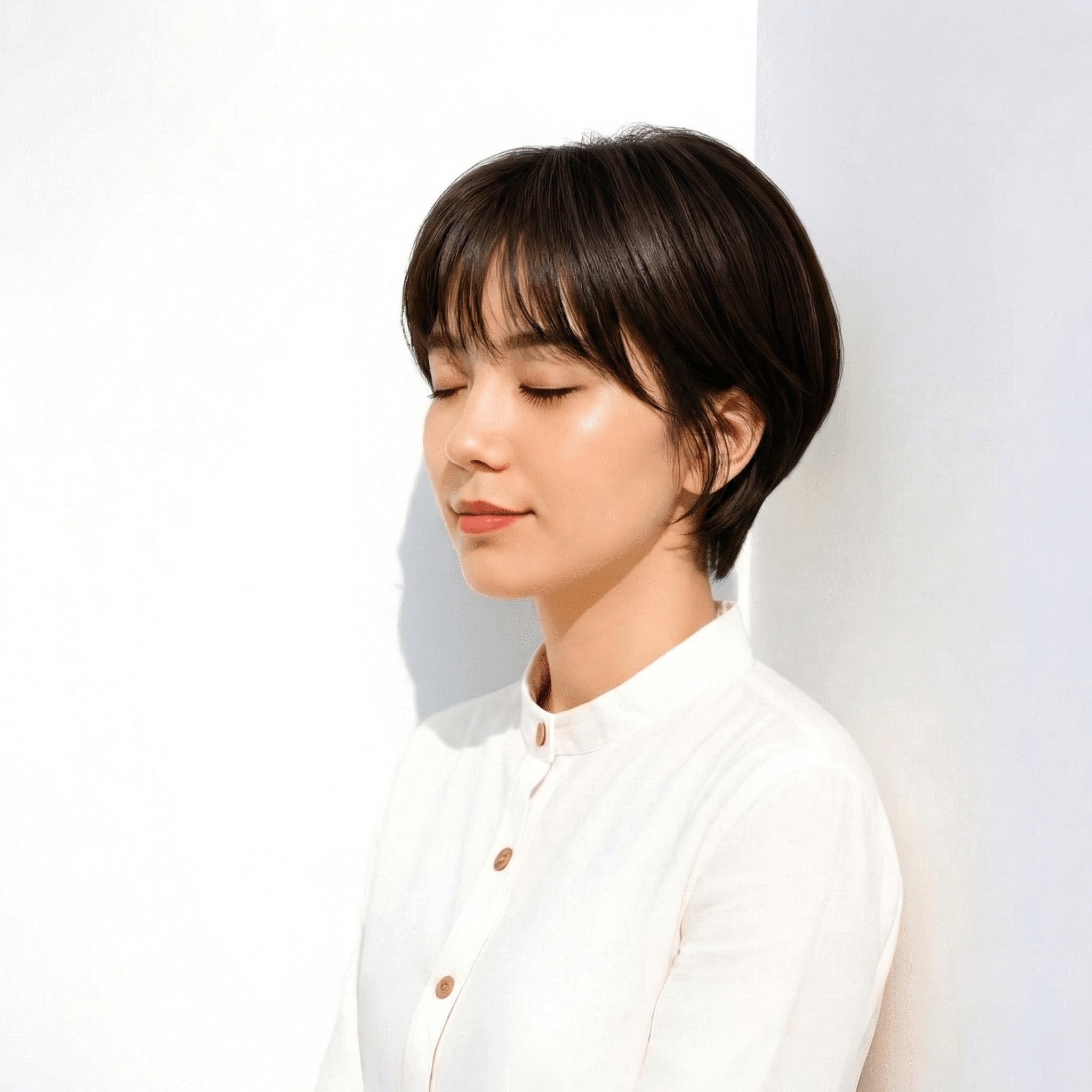 17. きちんと感と上品さを両立する前髪ありのコンパクトショートボブ