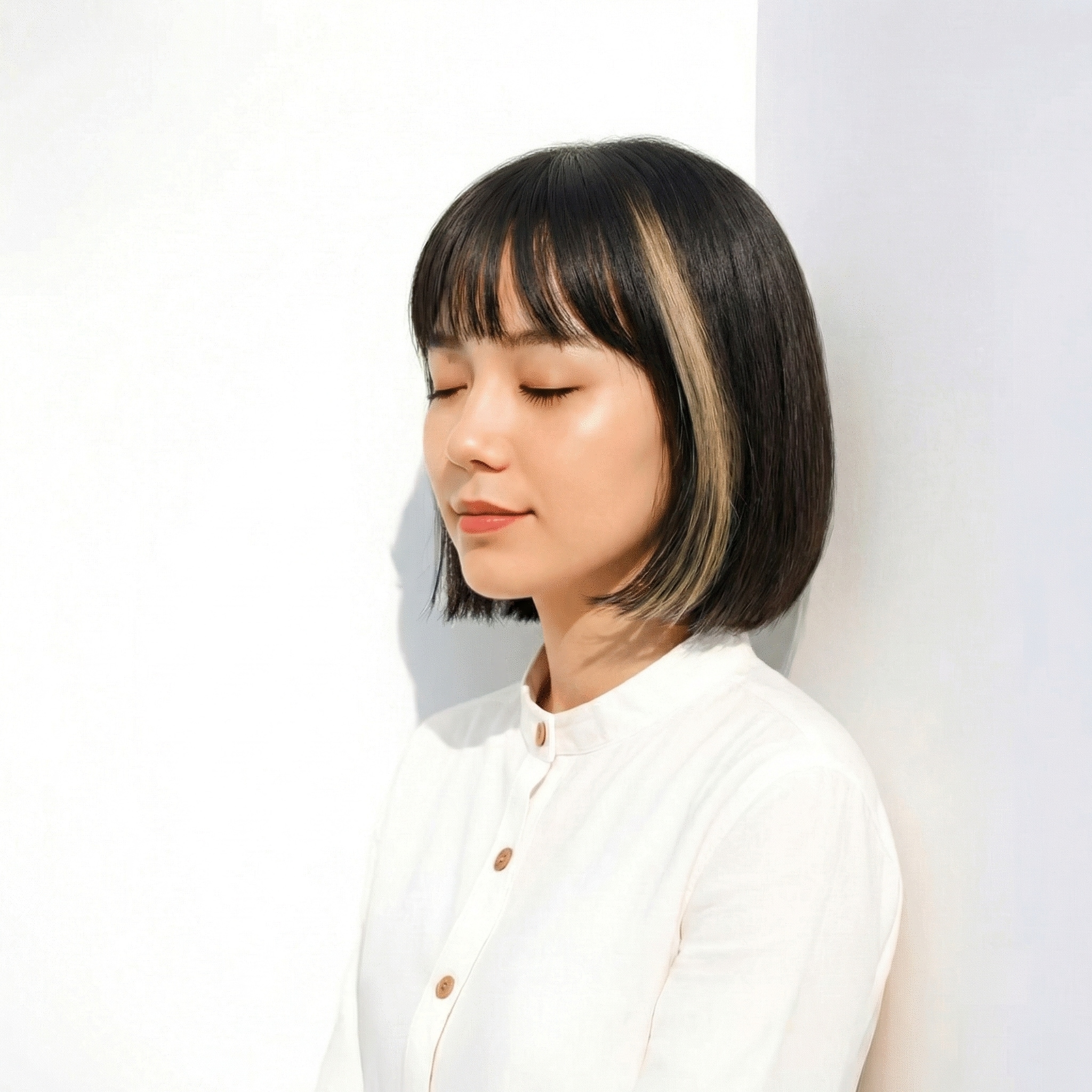 3. ボブになじむインナーカラー風デザインでさりげなく印象チェンジ
