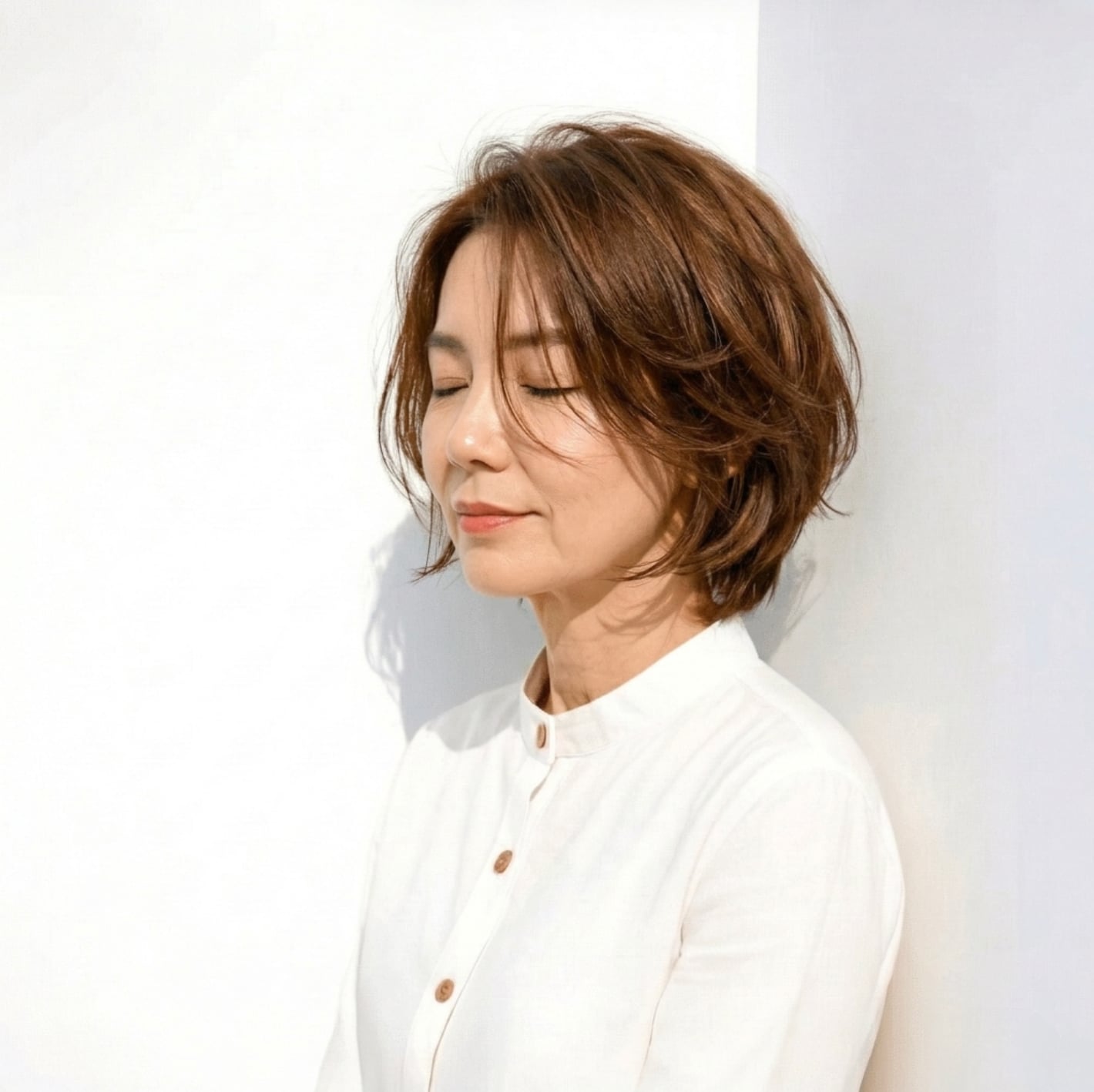 1. レイヤーミディアム：軽やかな毛流れで抜け感を出しやすいスタイル