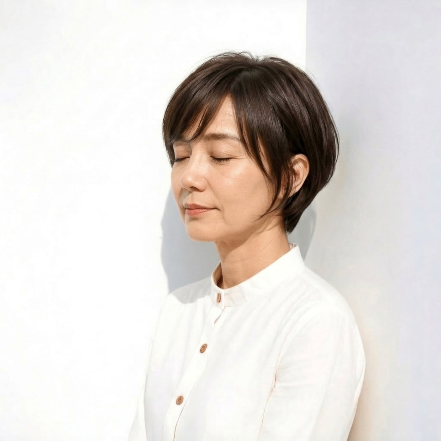 1. 顔まわりをやさしく包む上品な前下がりショート1