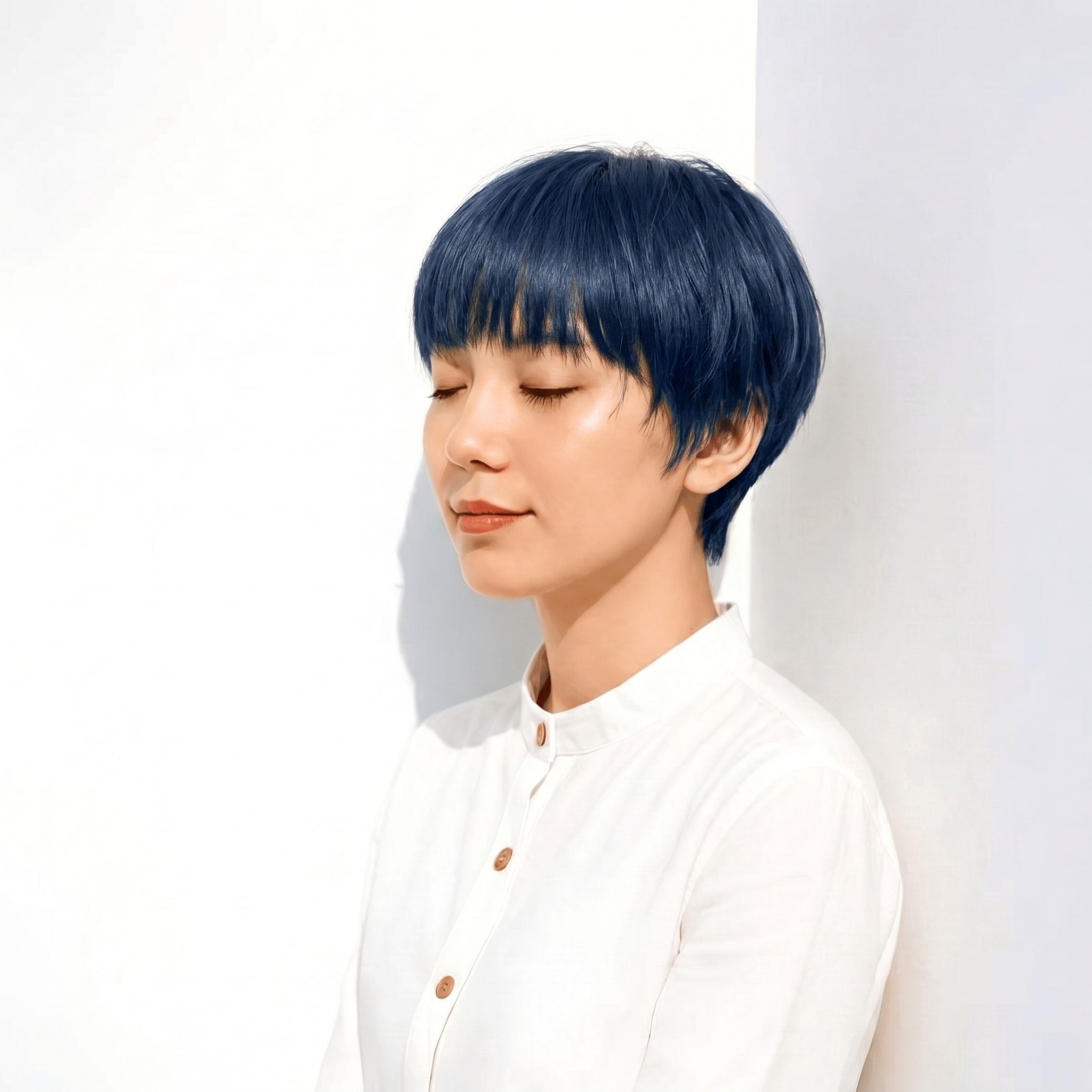 1._ネイビーブルー_ショート_クール_引き締まった印象で大人っぽく見える