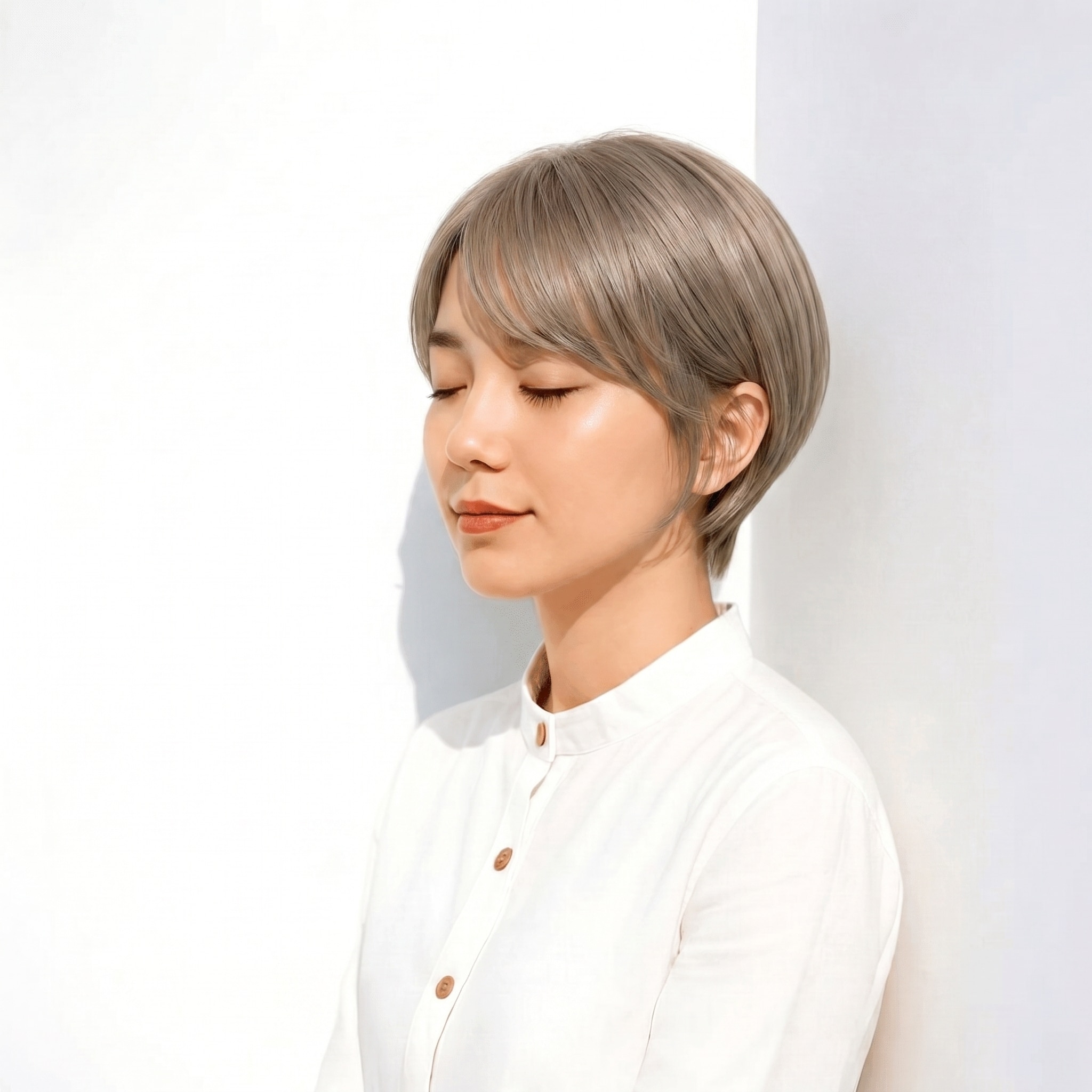 1._ヘーゼルベージュ_ショート_明るめ_軽やかで抜け感のある印象に見える