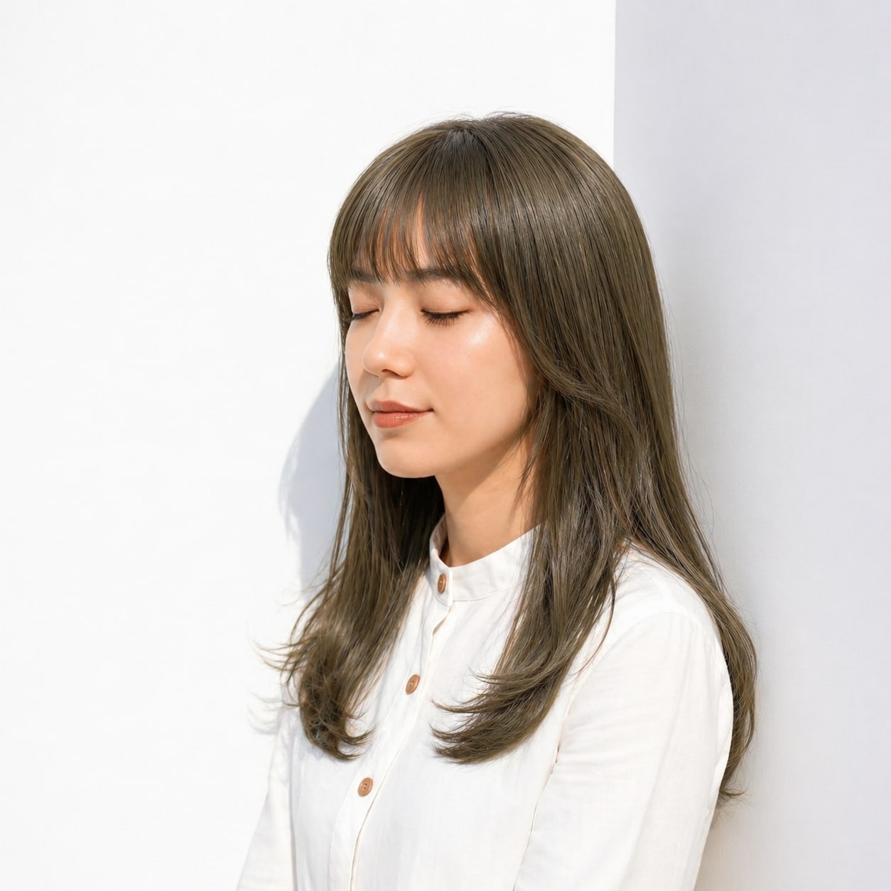 オリーブグレージュ_ミディアム_ナチュラル_自然体でもおしゃれに見える
