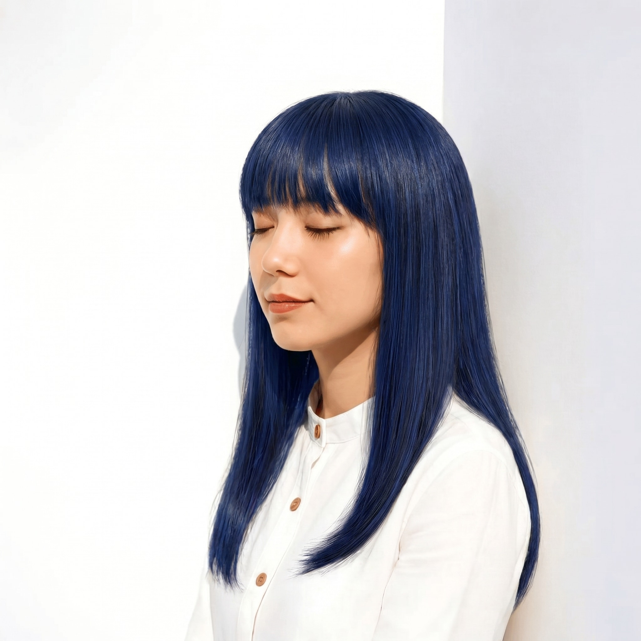 12._ネイビーブルー_ロング_ストレート_縦ラインが強調されて洗練された印象に