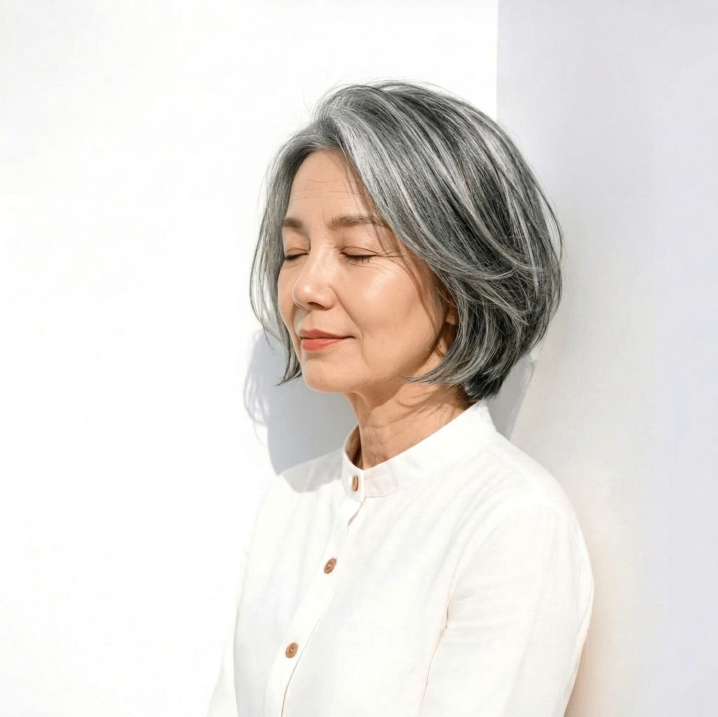 2. グレイヘア：白髪を活かして洗練感を引き立てるカラー