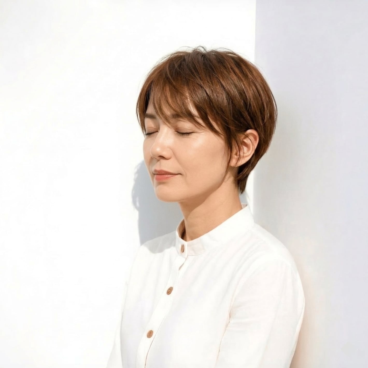 2. 軽やかな前髪で抜け感を出す丸みショート
