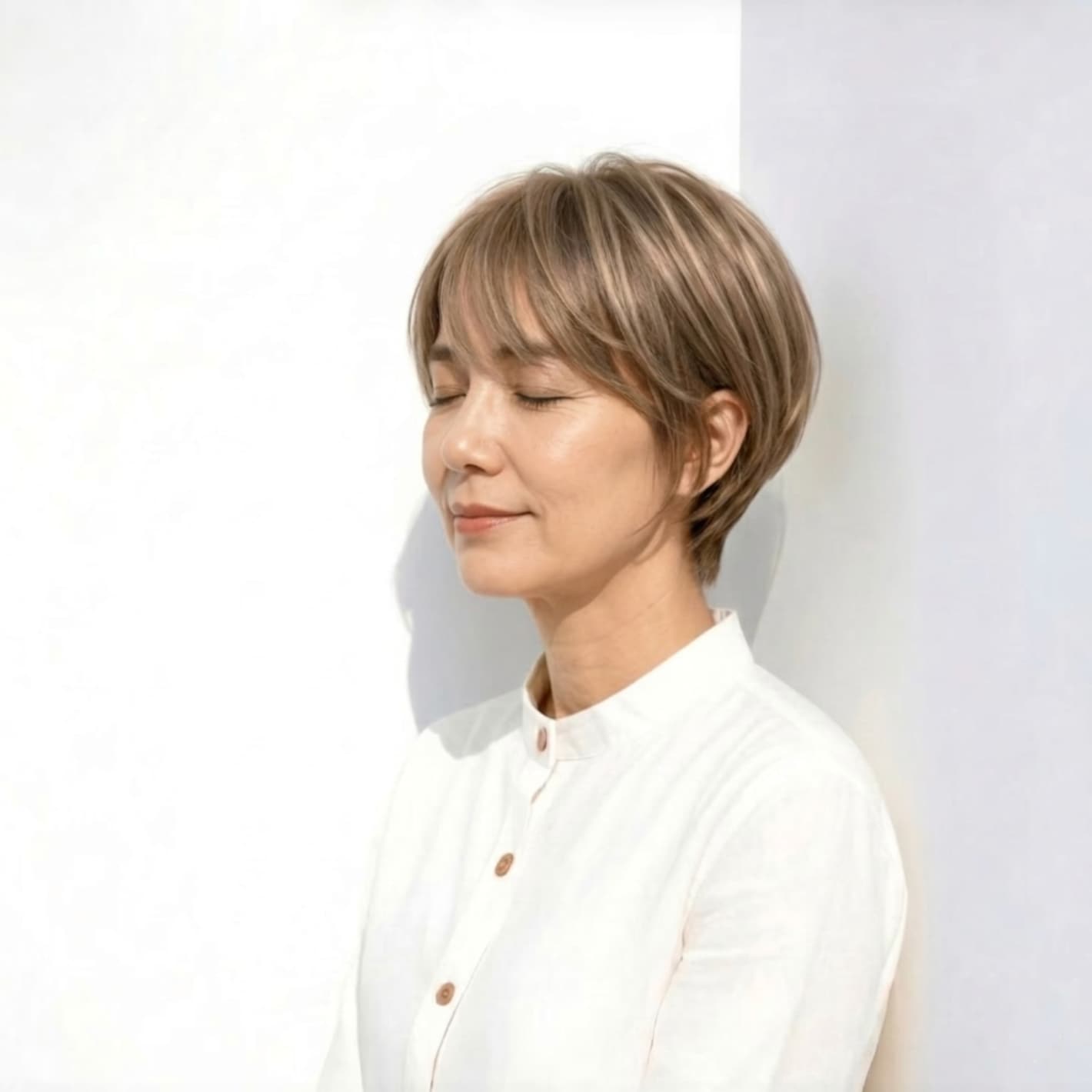 2. 透明感カラーが映える洗練ハンサムショート