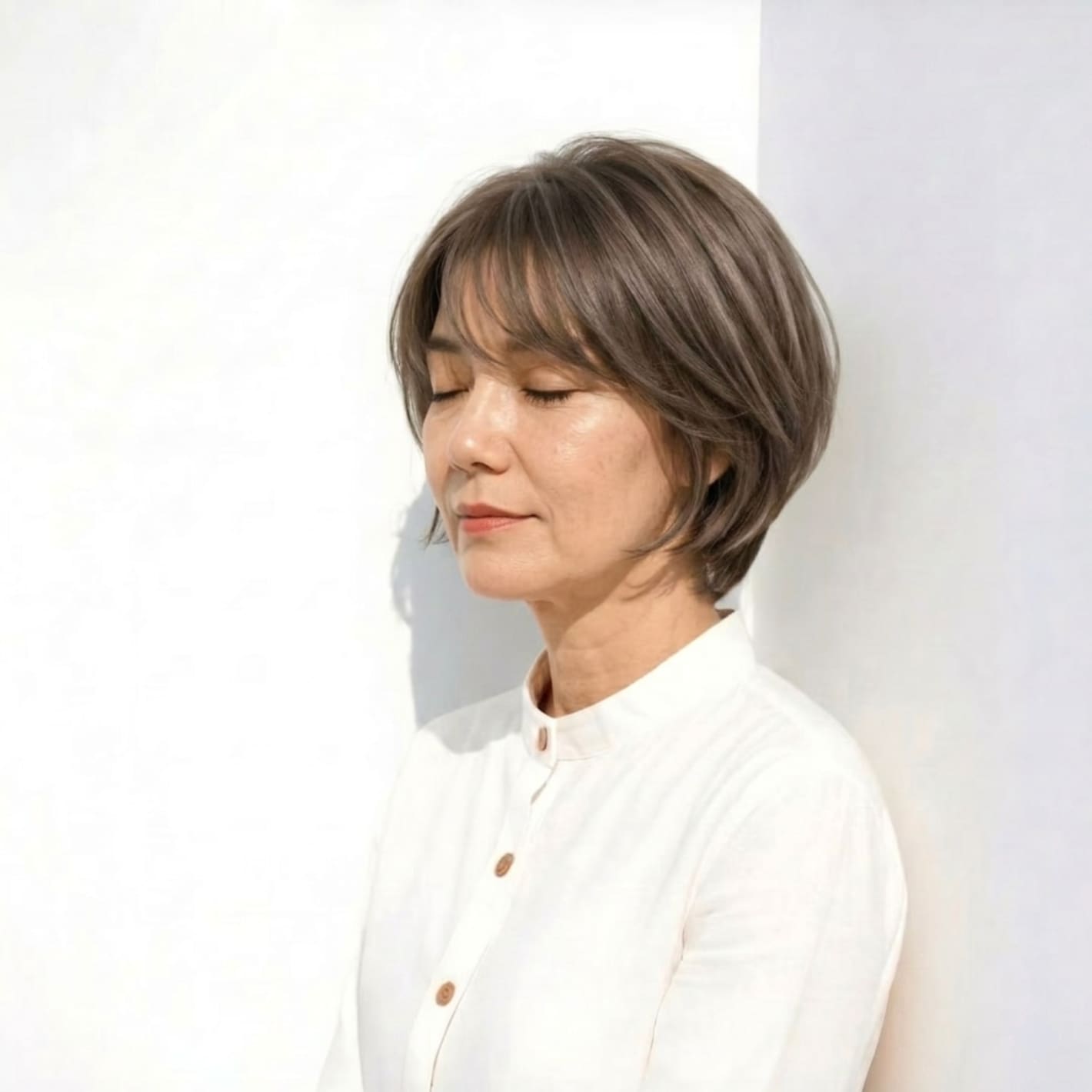 2. 透明感カラーで軽やかに見せる前下がりショート