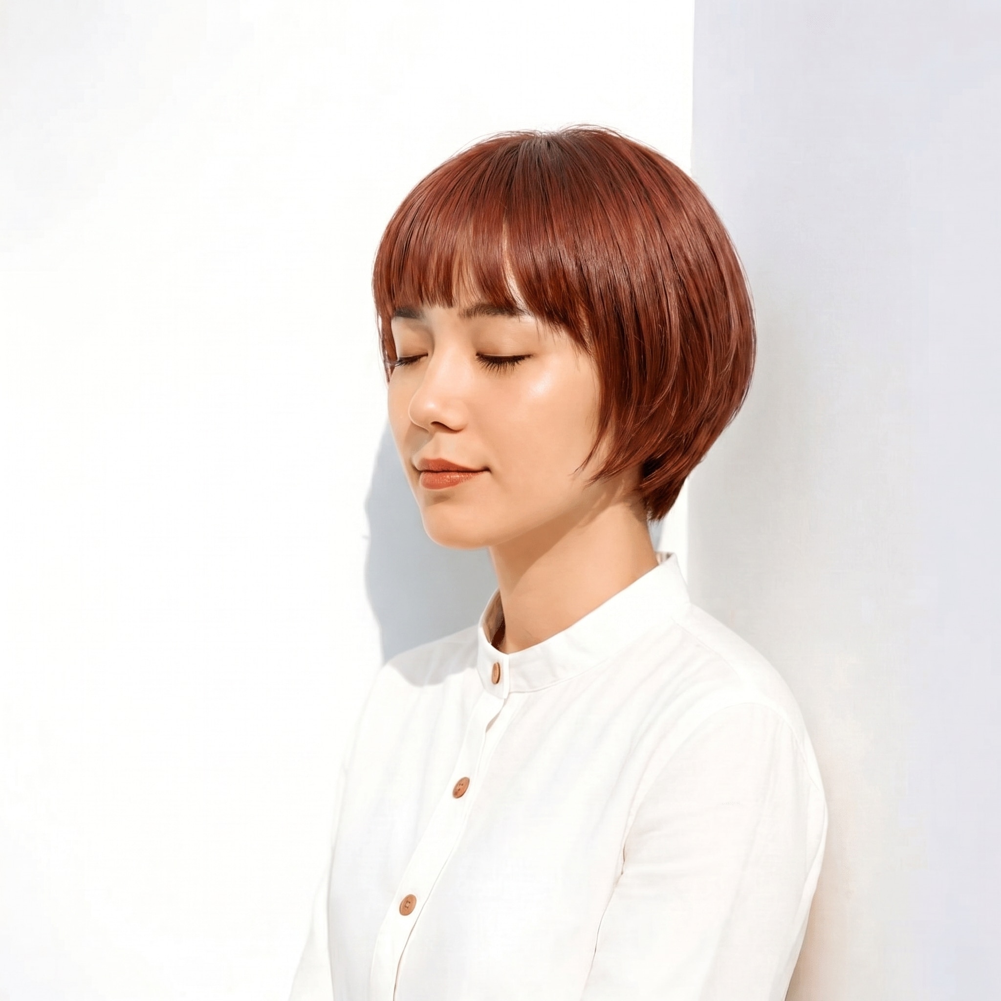 2._レッドブラウン_ショート_前髪あり_可愛らしさが引き立つ仕上がり