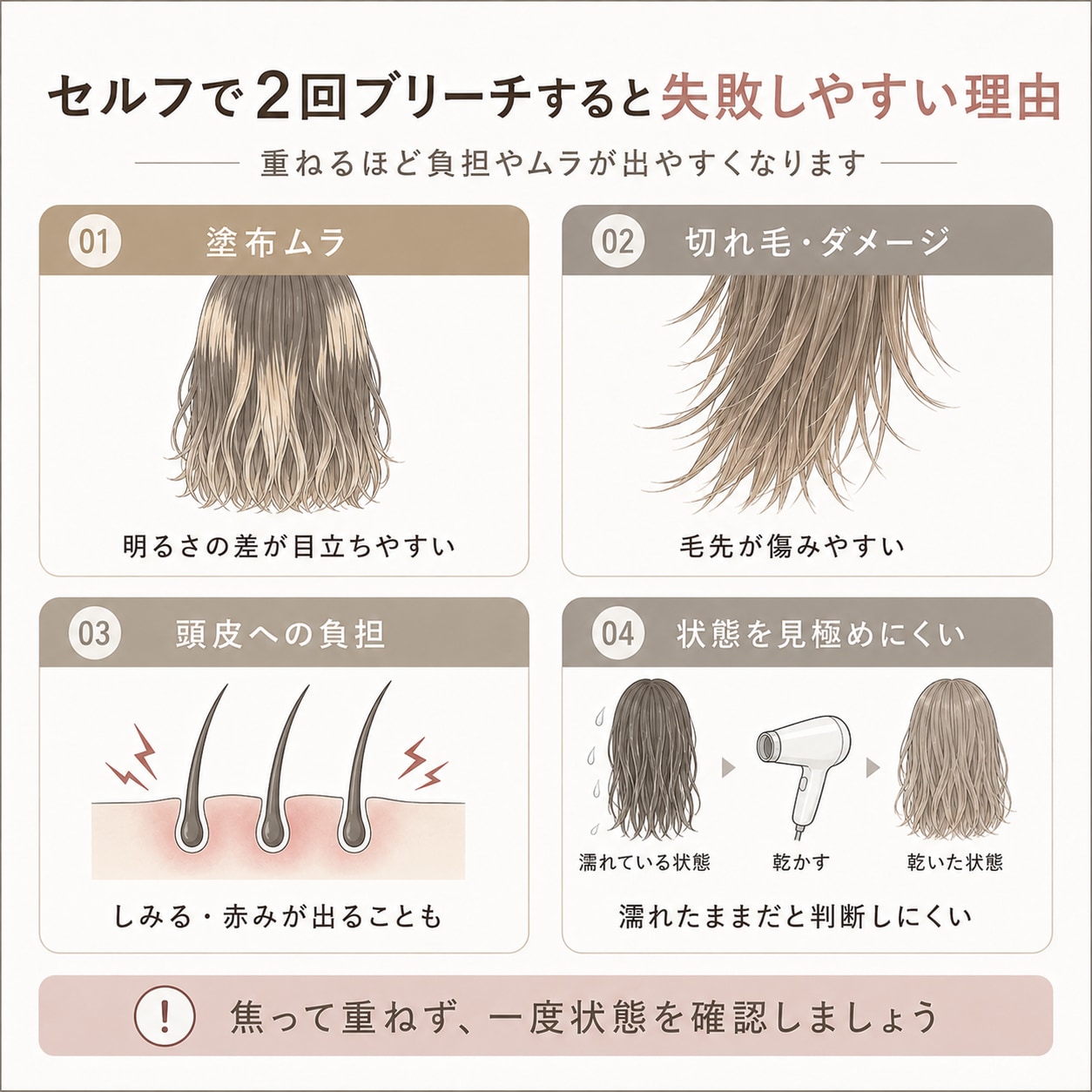 セルフで2回ブリーチすると失敗しやすい理由