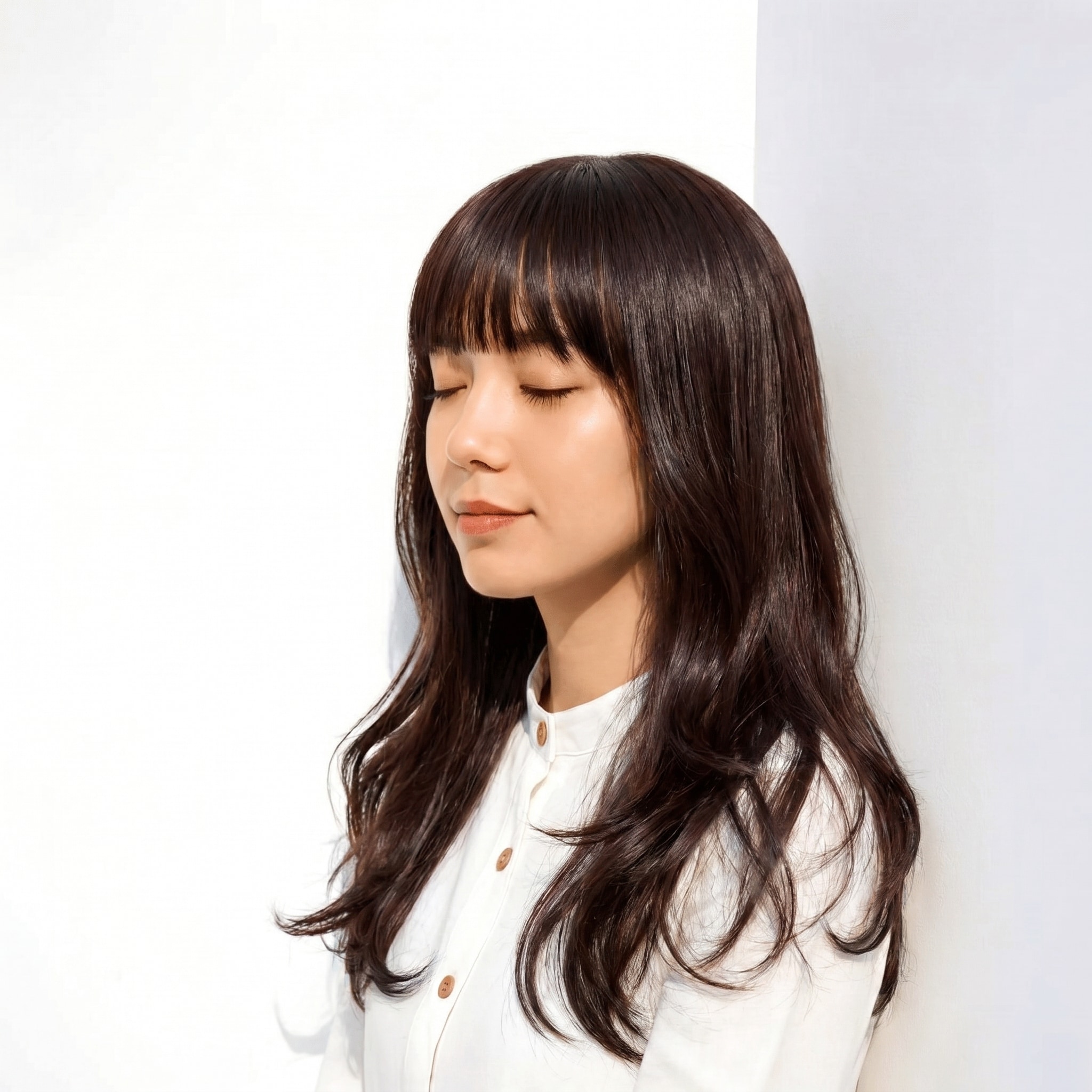 ラベンダーベージュ×レイヤーカット: 控えめレイヤーが生む柔らかな束感