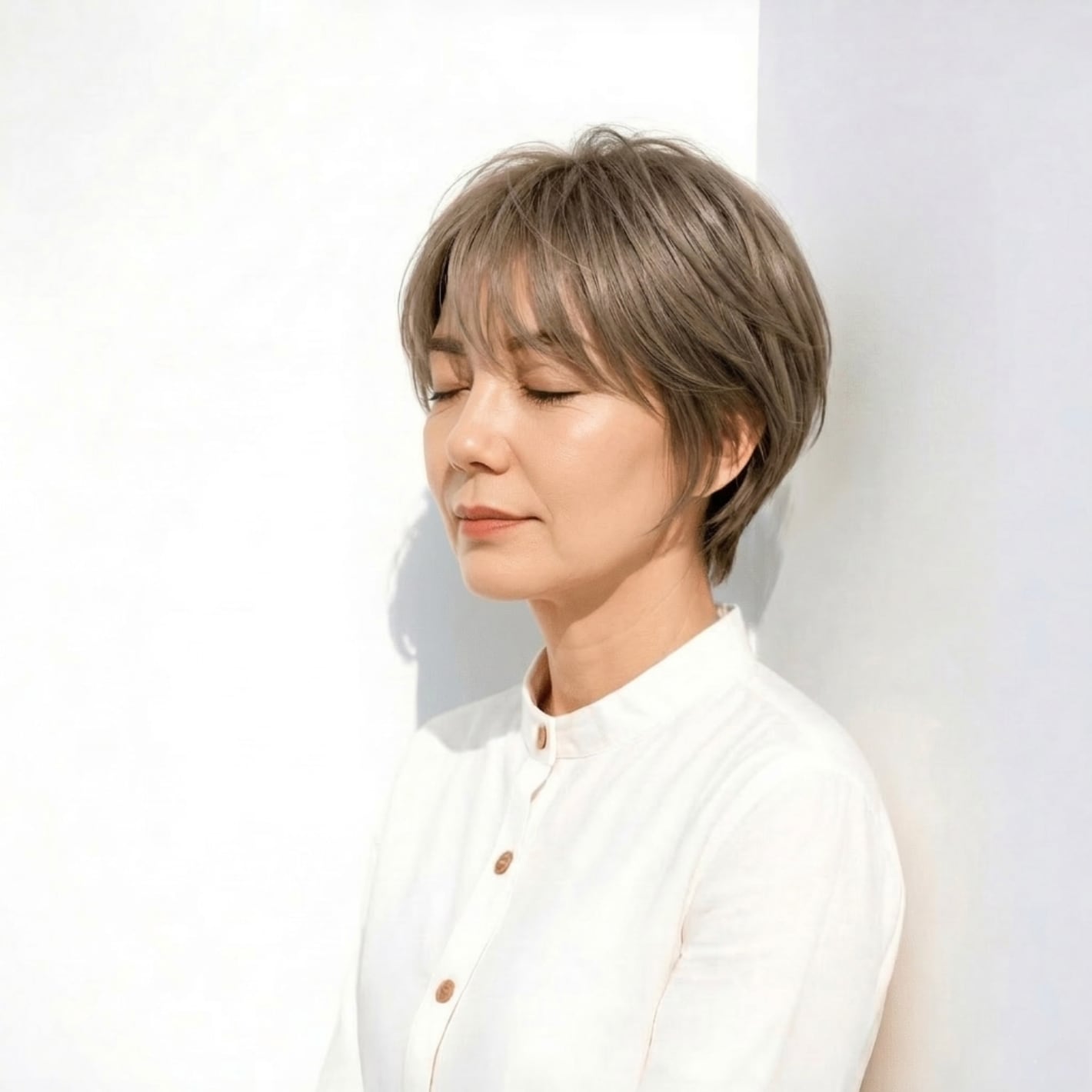 4. 透明感カラーで軽やかに見せる丸みショート