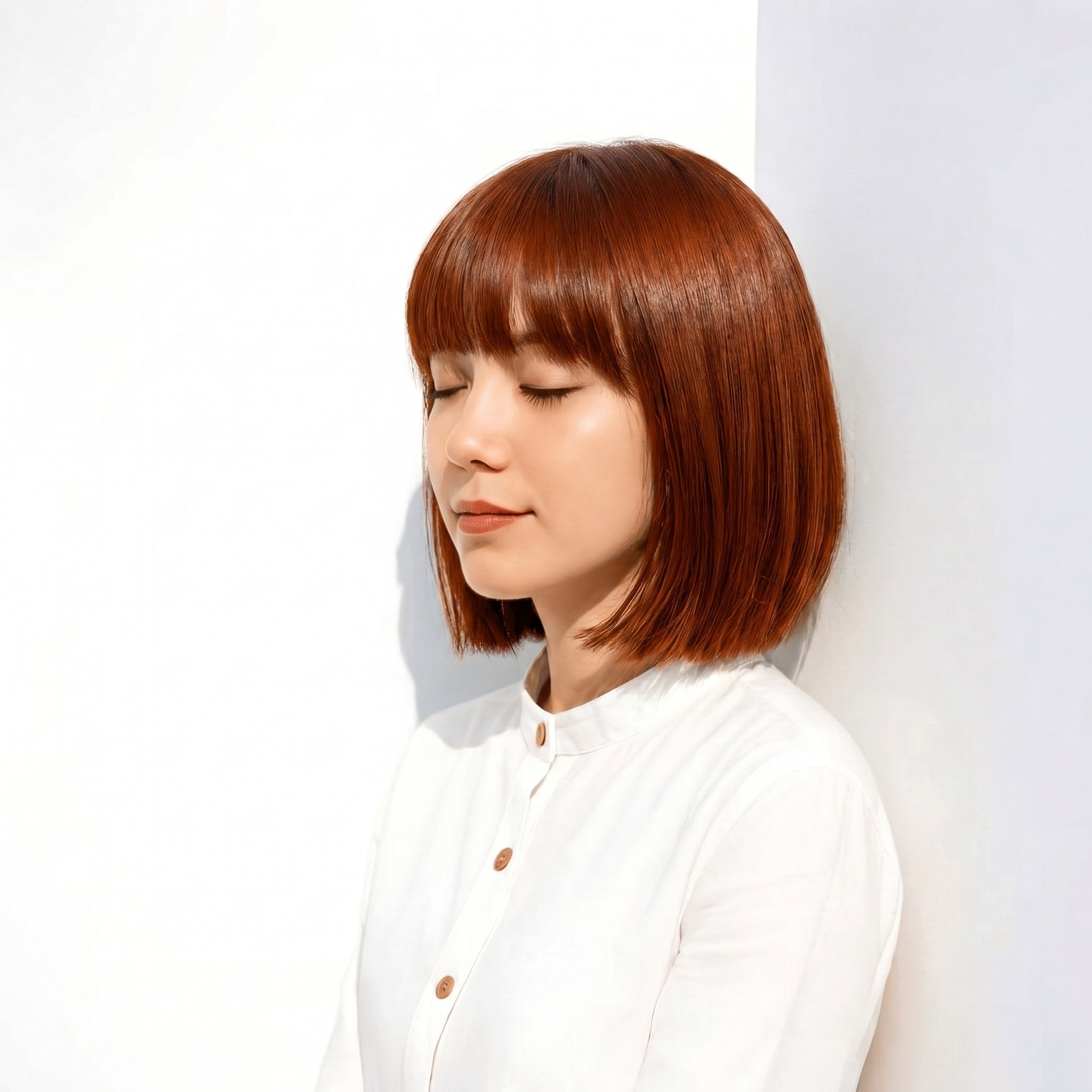 4._オレンジブラウン_ボブ_ストレート_シンプルでも印象が軽く見える
