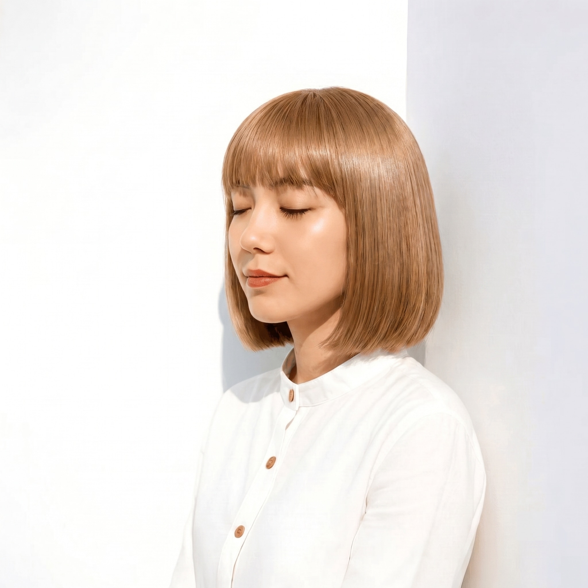 4._サンドベージュ_ボブ_ストレート_シンプルでも垢抜けた印象に
