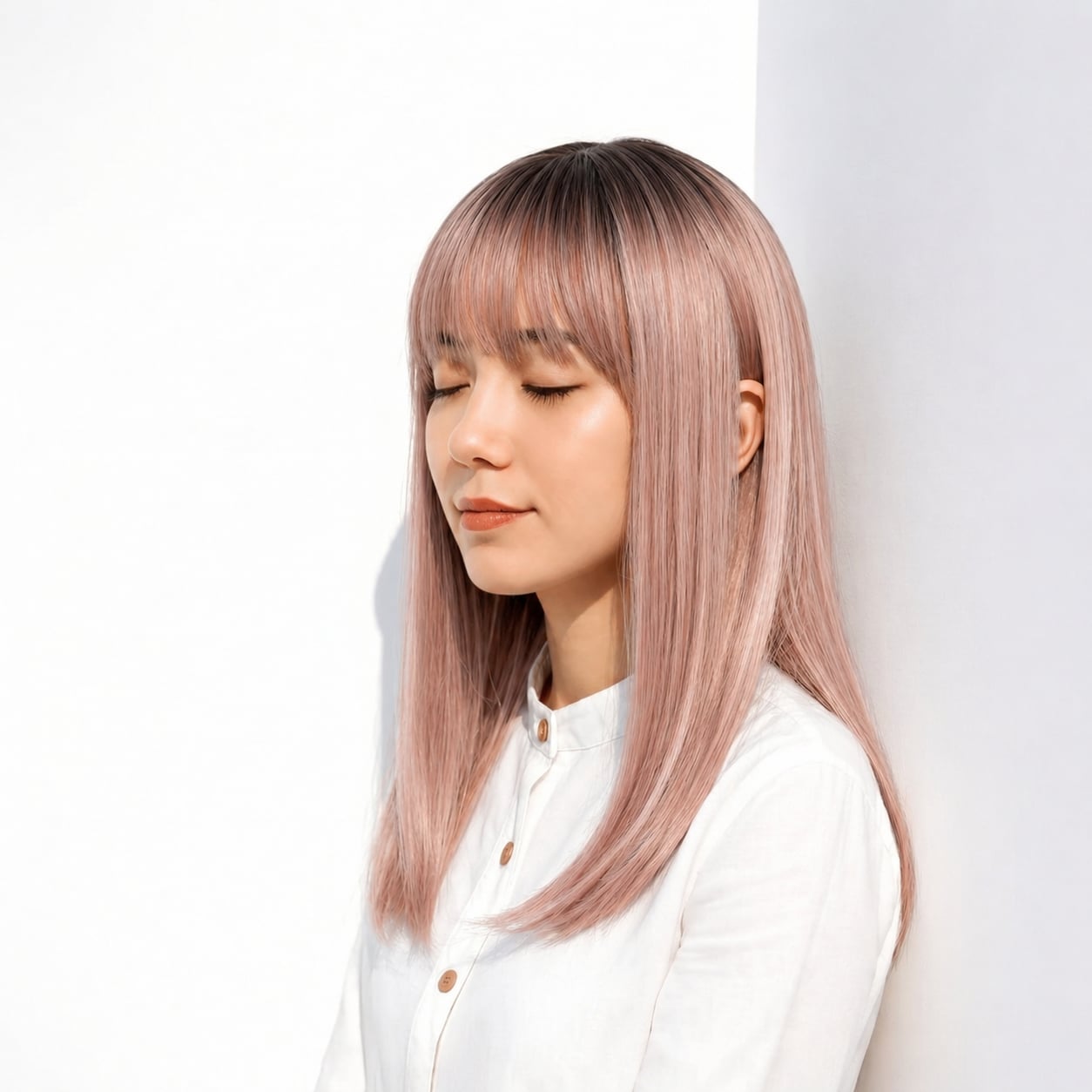 5. シャドールーツ×ピンクベージュ：可愛らしさをほどよくプラスできる