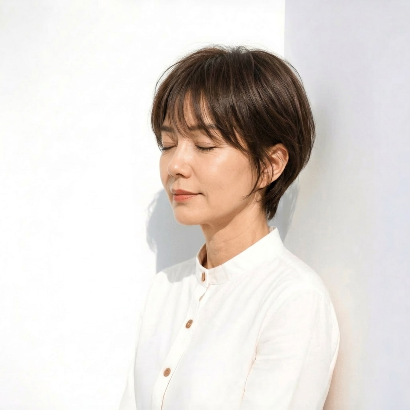 5. 透明感カラーが映える上品な前下がりショート