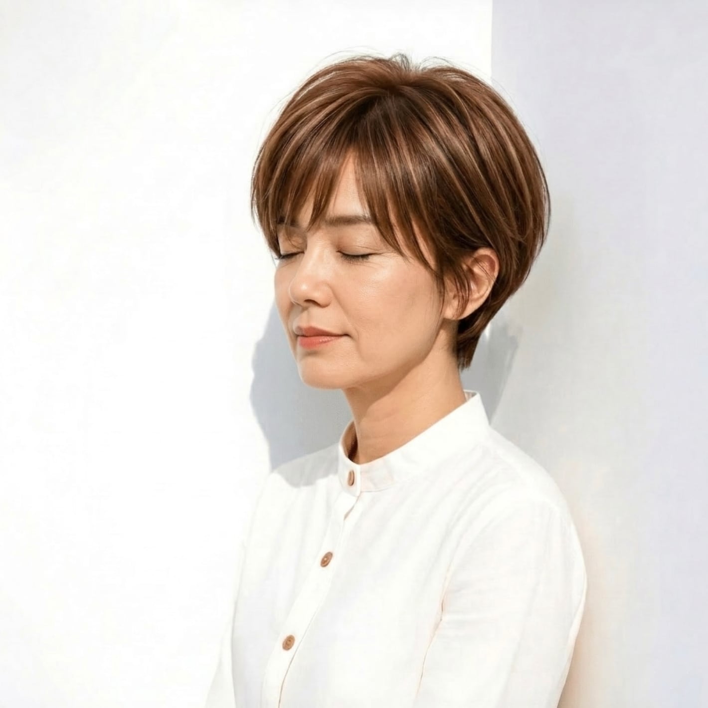 6. ふんわり丸みで軽やかに見せるナチュラルショートボブ