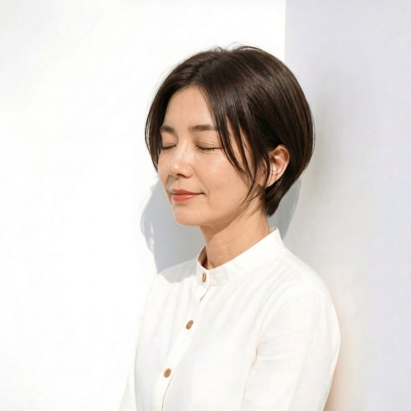 6. コンパクトにまとまるきれいめ前下がりショート