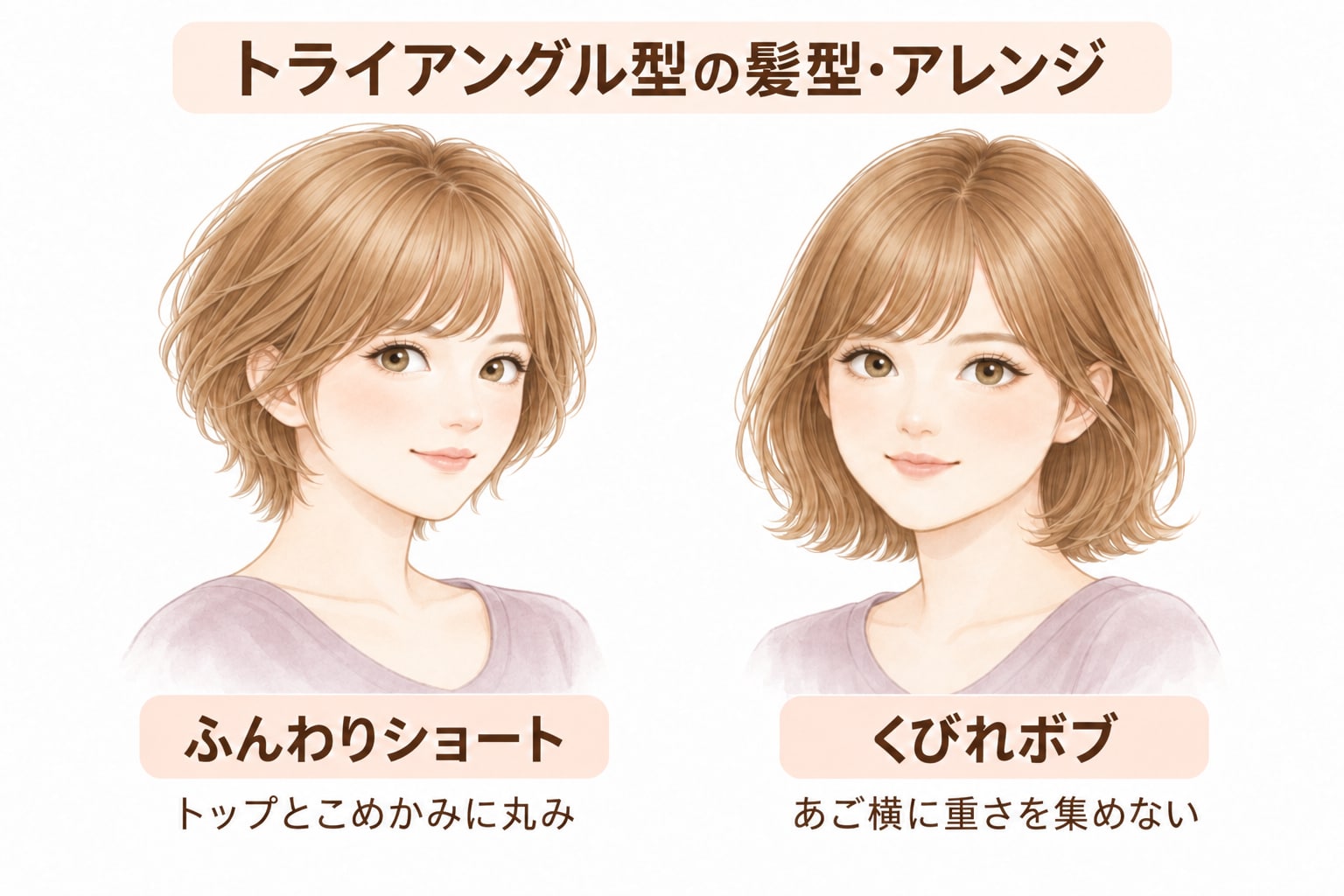 トライアングル型（下ぶくれ）におすすめの髪型・ヘアアレンジ