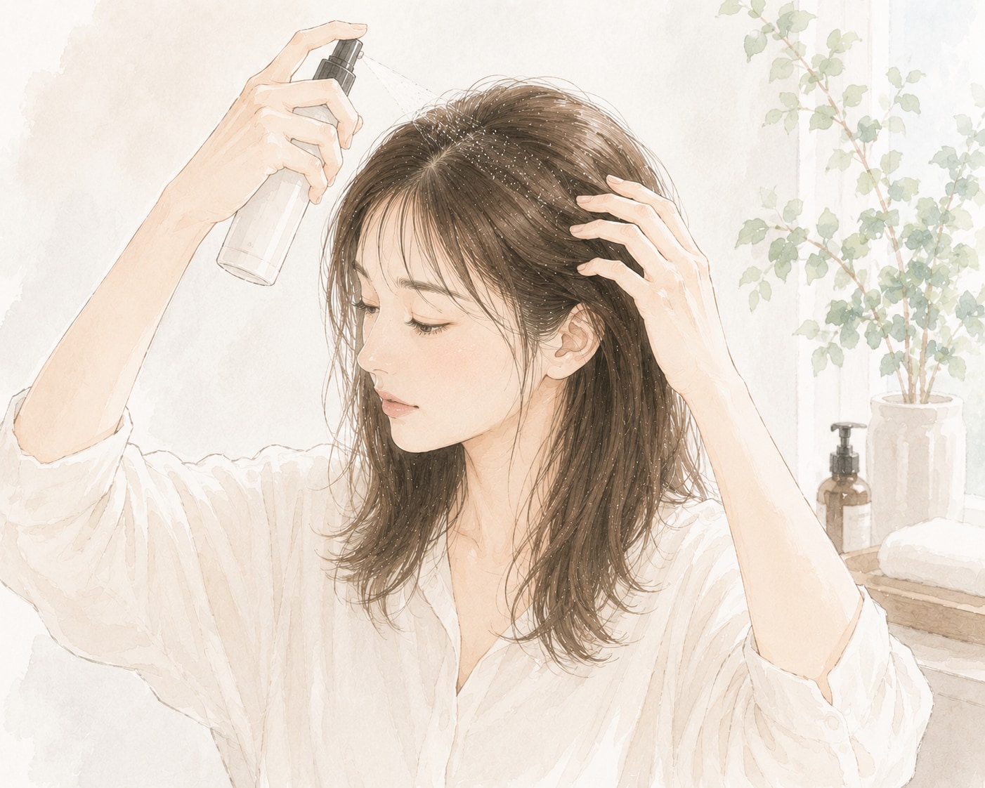 ドライシャンプーなどで皮脂を抑える