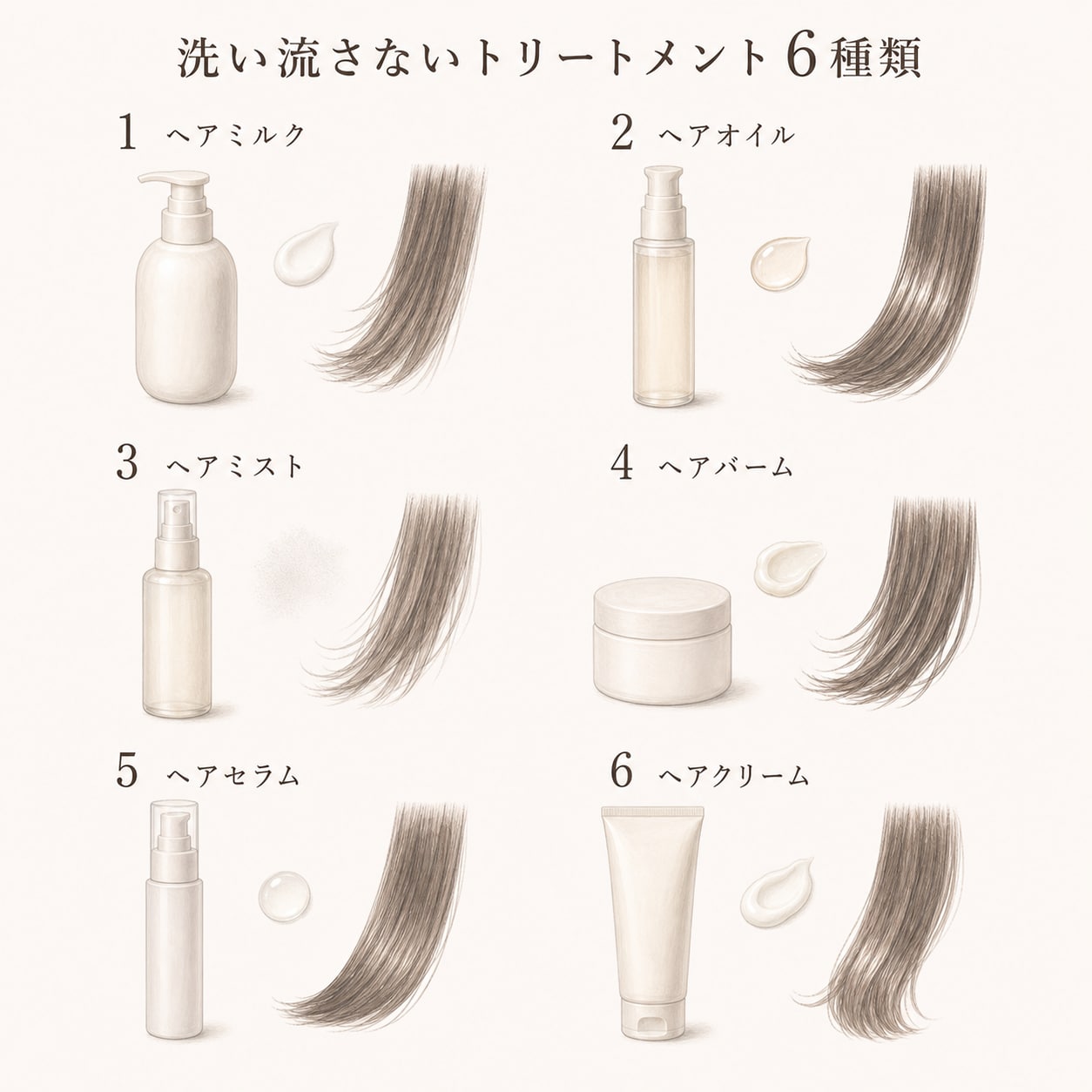洗い流さないトリートメントの種類一覧
