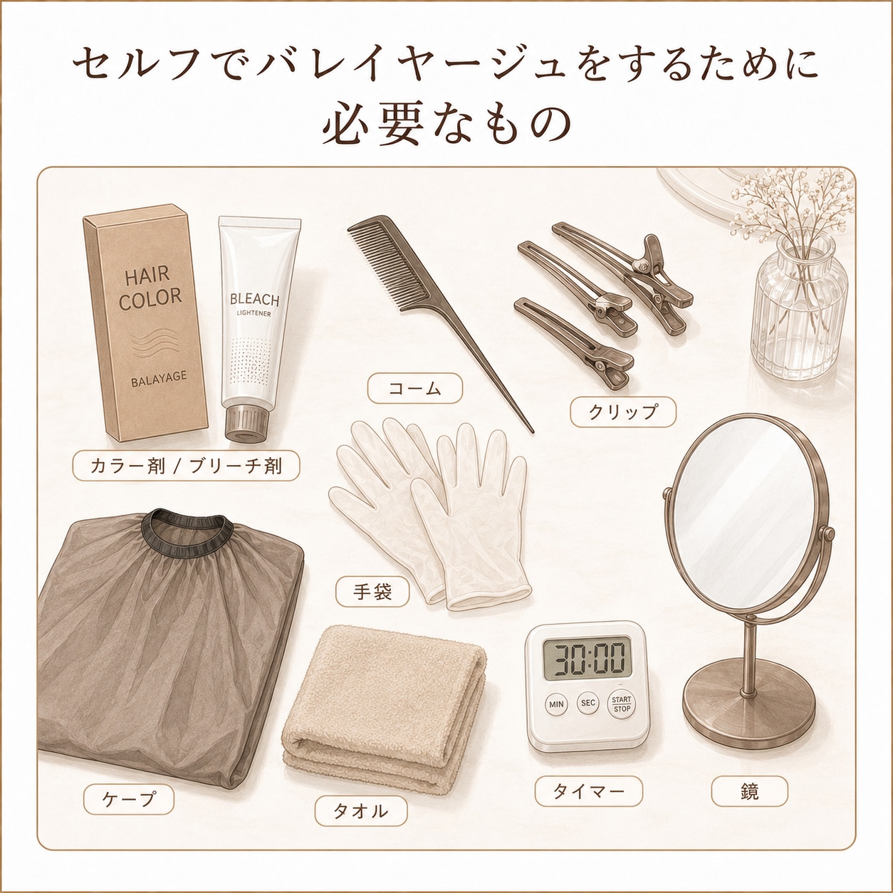 セルフでバレイヤージュをするために必要なもの