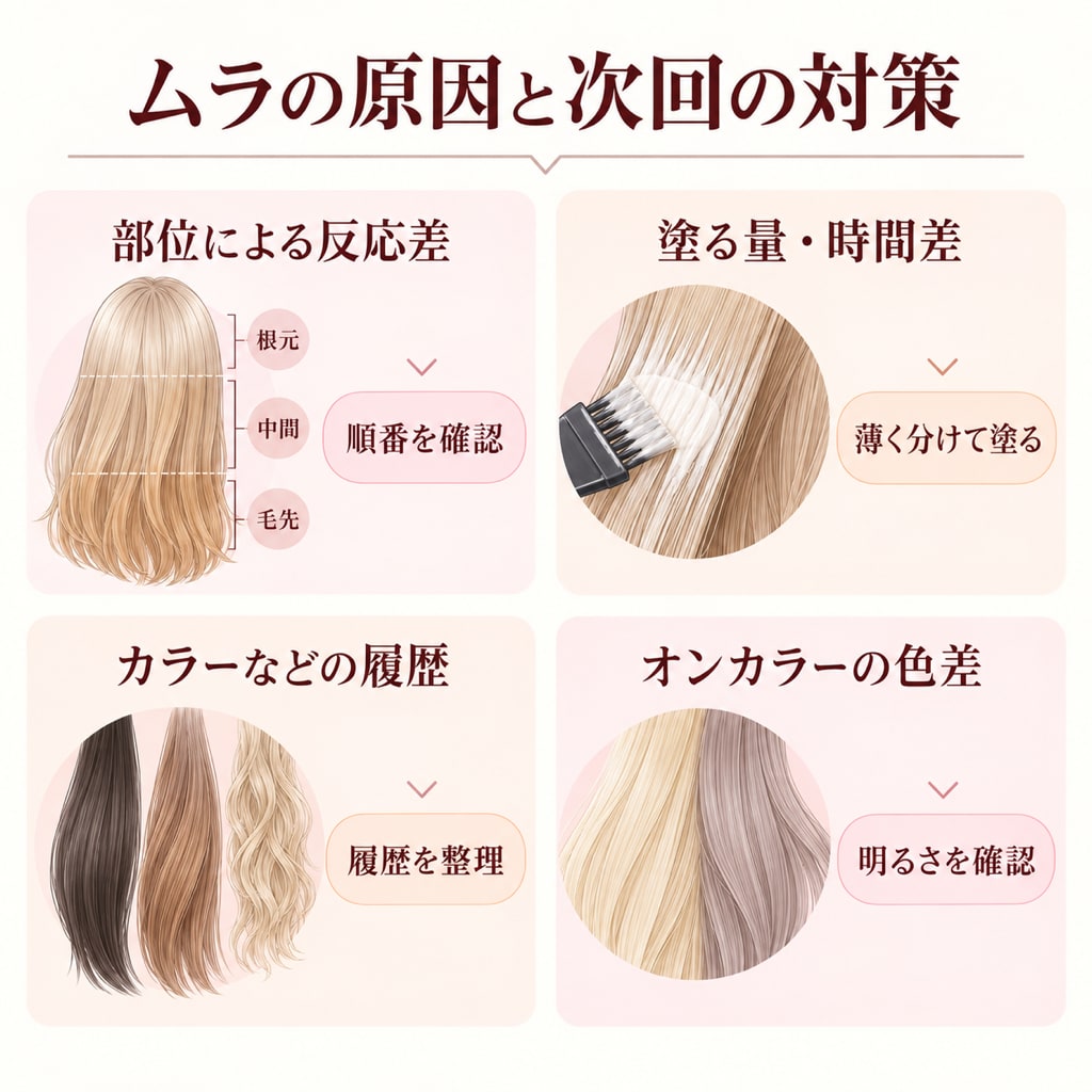 ブリーチでムラができる原因と次回の対策