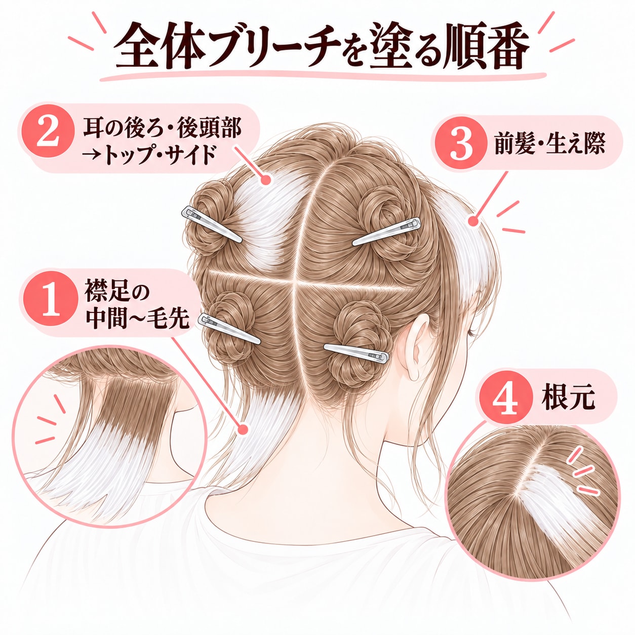 全体ブリーチを塗る順番