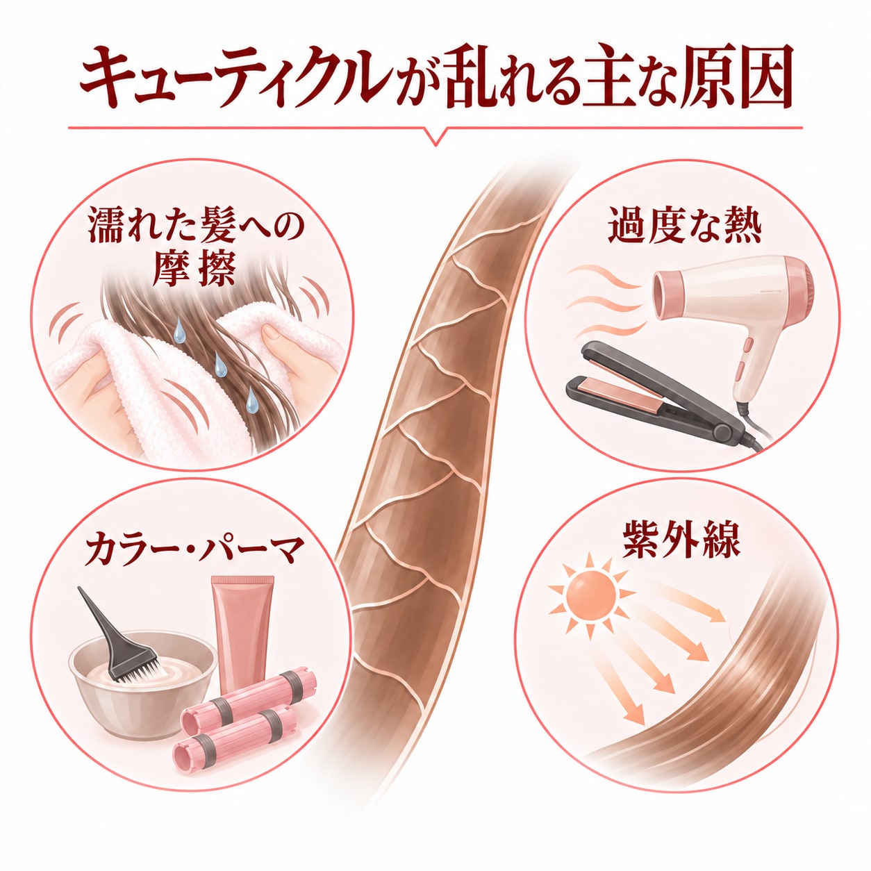 キューティクルが乱れる主な原因