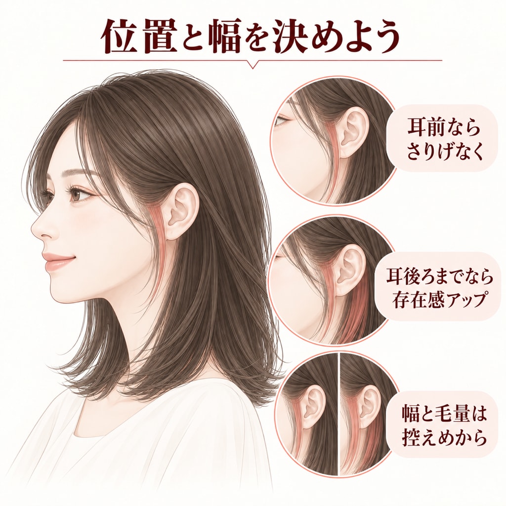 イヤリングカラーを入れる位置と幅を決めよう
