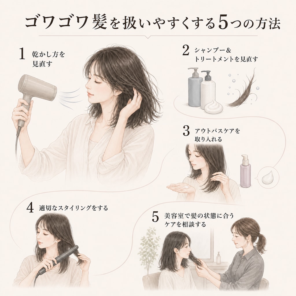 ゴワゴワ髪を扱いやすくする方法