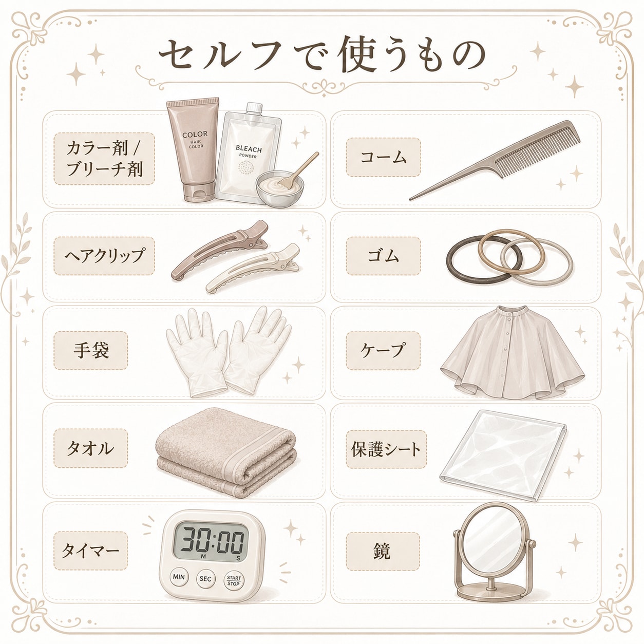 セルフでグラデーションカラーをするために必要なもの