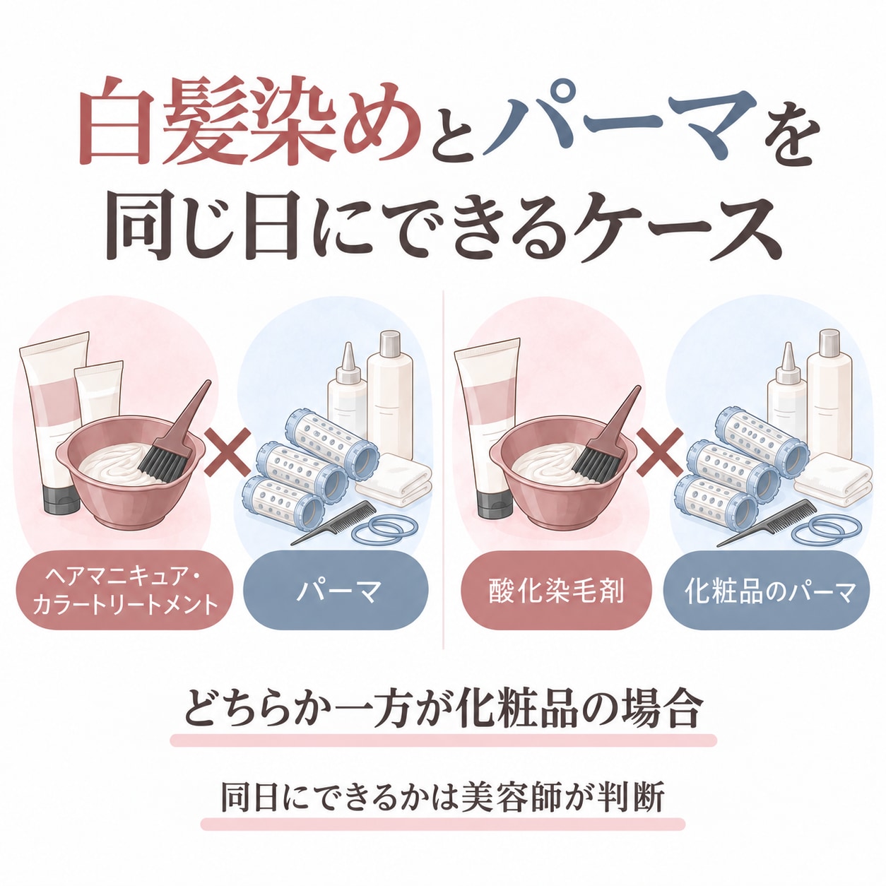 白髪染めとパーマを同じ日にできるケース