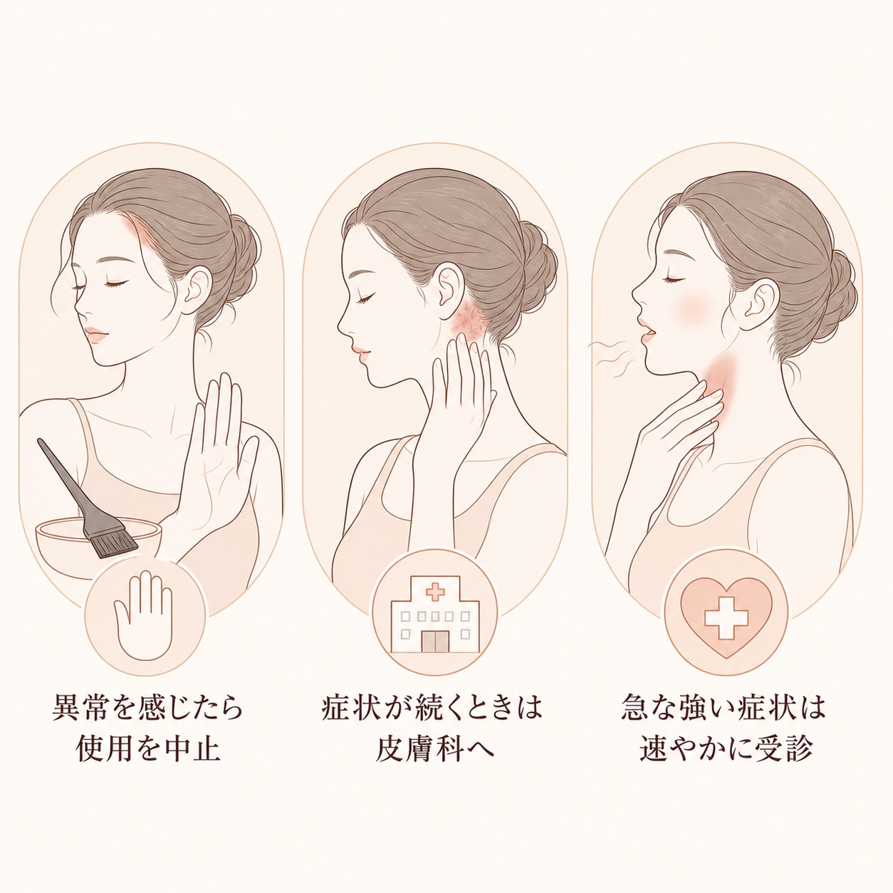 赤み・かゆみ・腫れなどがあるときは使用を中止する