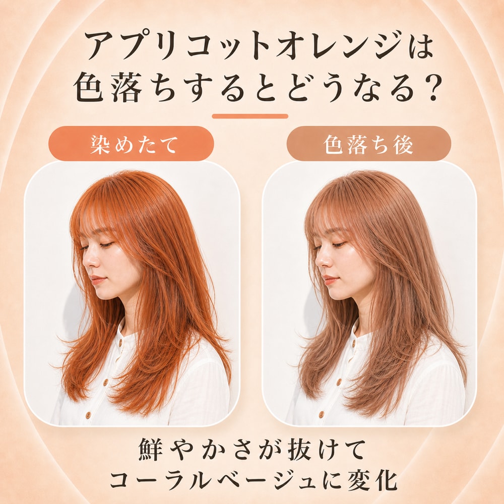 アプリコットオレンジの色落ち変化