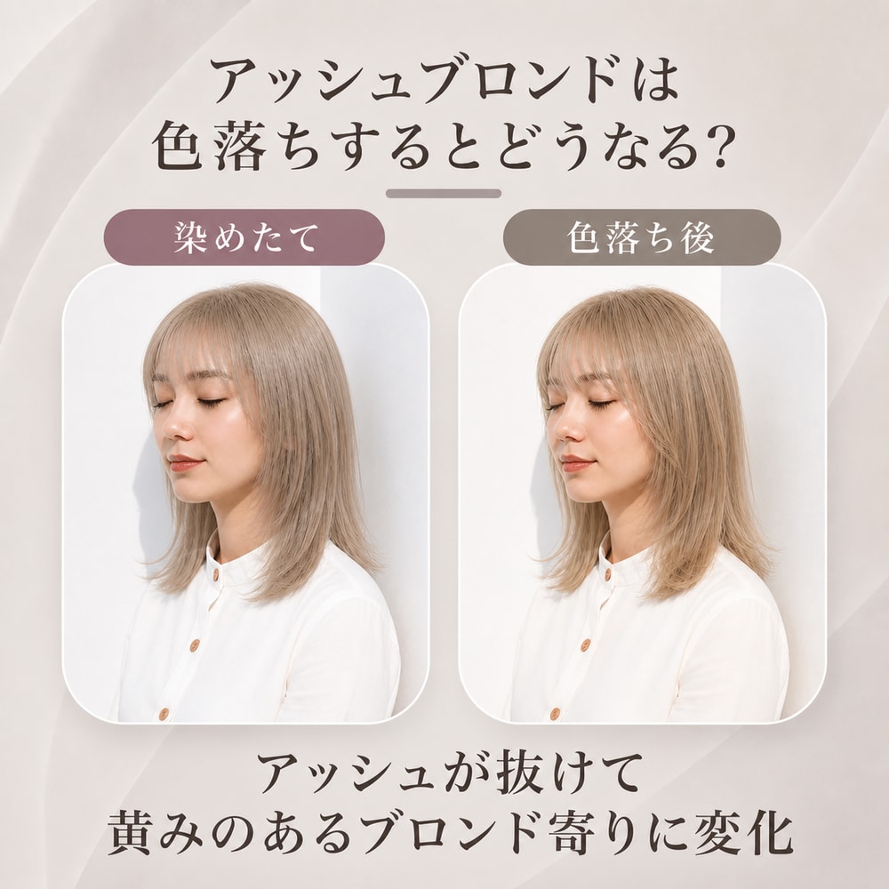 アッシュブロンドは色落ちするとどうなる？