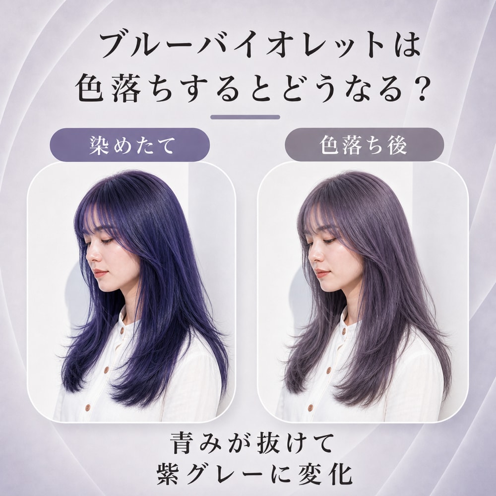 ブルーバイオレットの色落ち変化