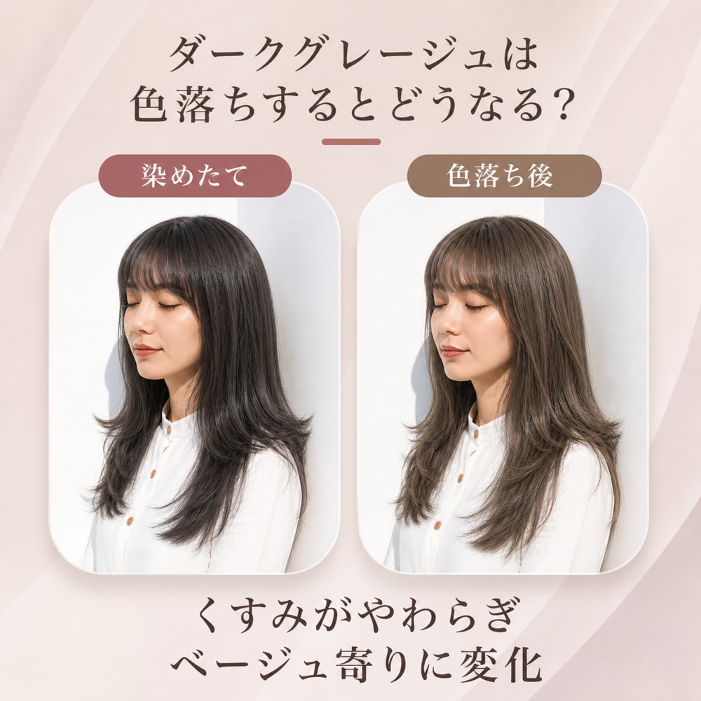 ダークグレージュの色落ち傾向