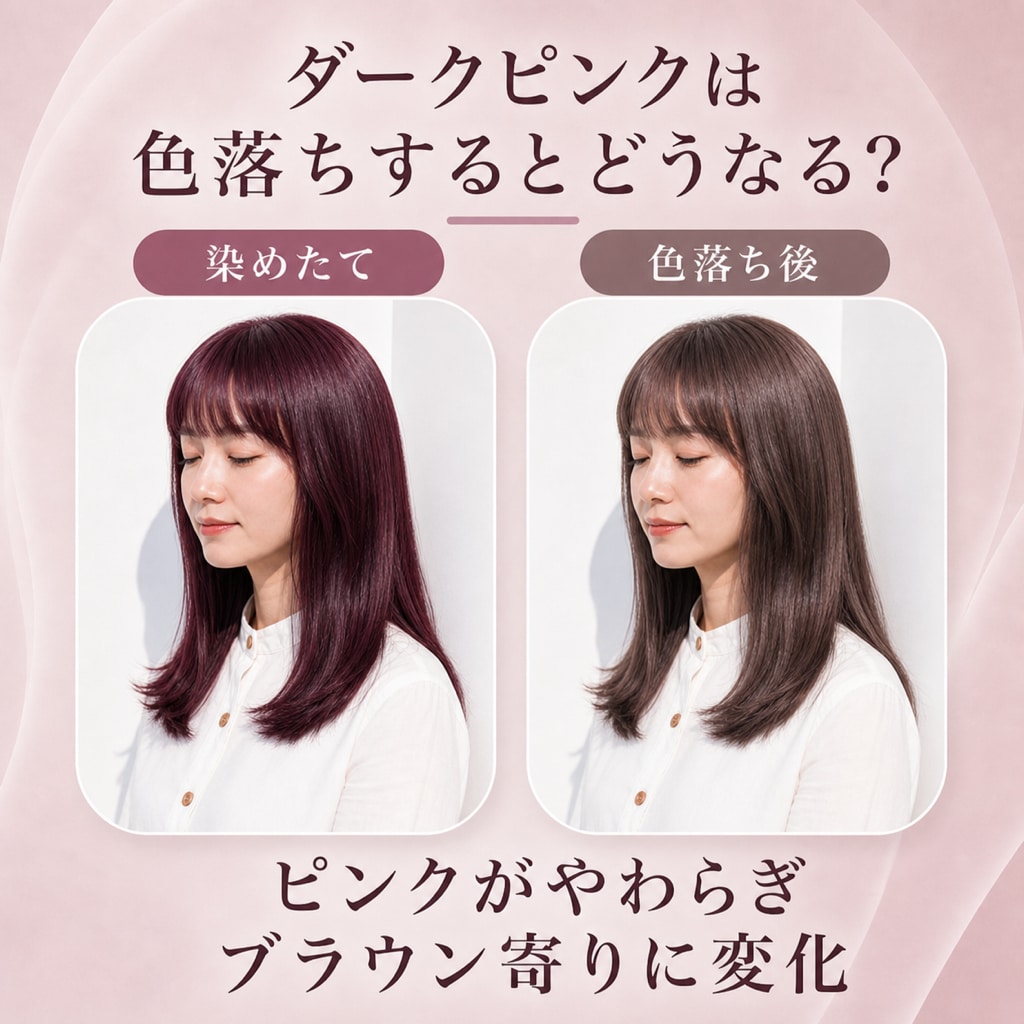ダークピンクの色落ち変化