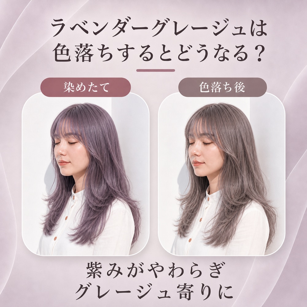 ラベンダーグレージュの色落ち傾向