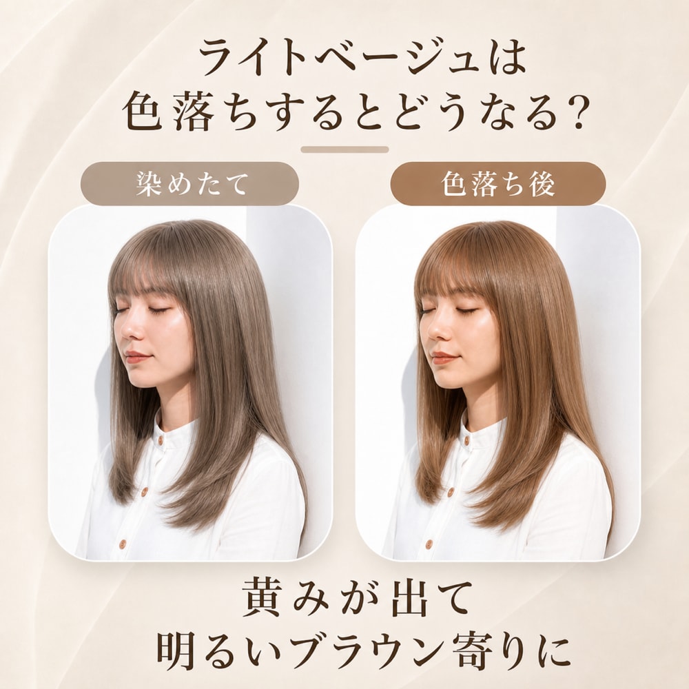 ライトベージュに色落ち変化