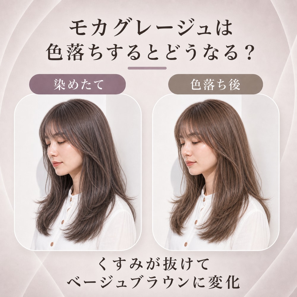 モカグレージュの色落ち変化